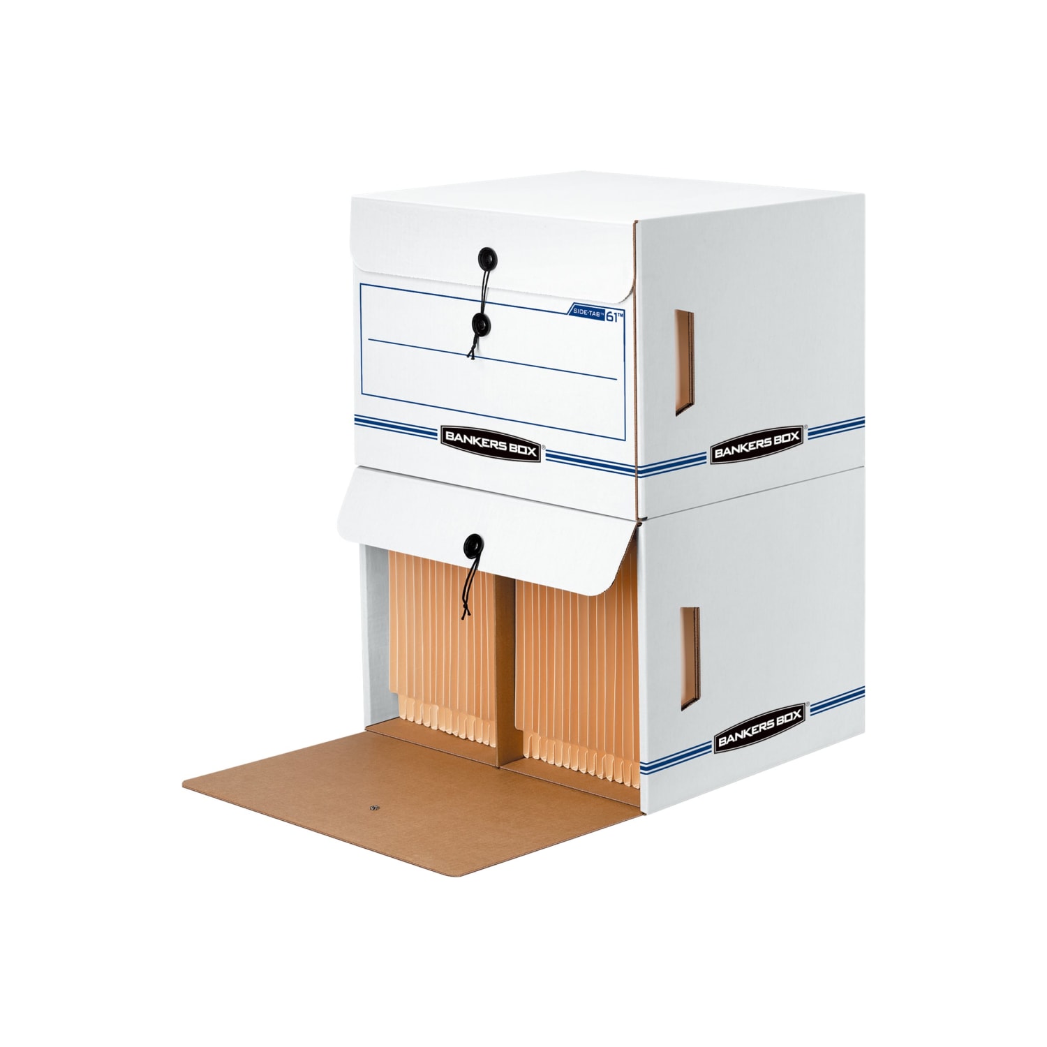 Bankers Box Side Tab Storage Storage Files, Letter Size, 11 1/4in x 16in x 14in, White/Blue, Case Of 12 - Image 4