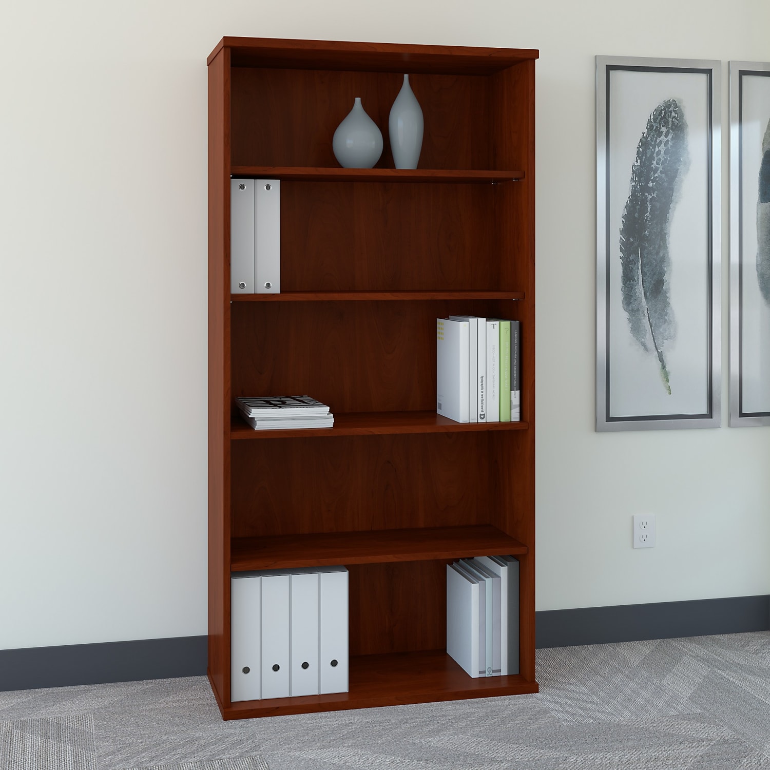 Bush Business Furniture Components 73inH 5-Shelf Bookcase, Hansen Cherry, Standard Delivery - Image 3