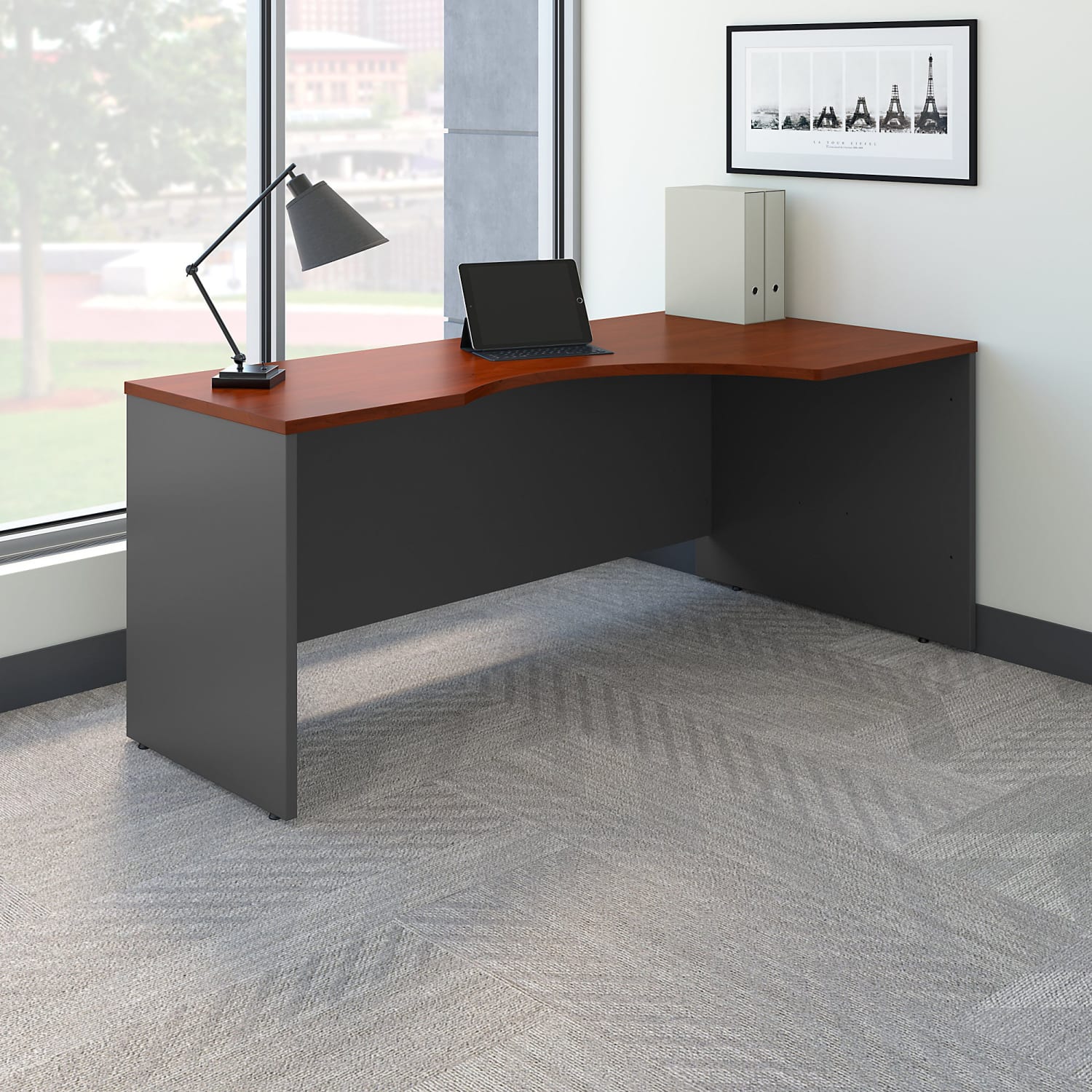 Bush Business Furniture Components 72inW Corner Right-Hand Computer Desk, Hansen Cherry/Graphite Gray, Standard Delivery - Image 3
