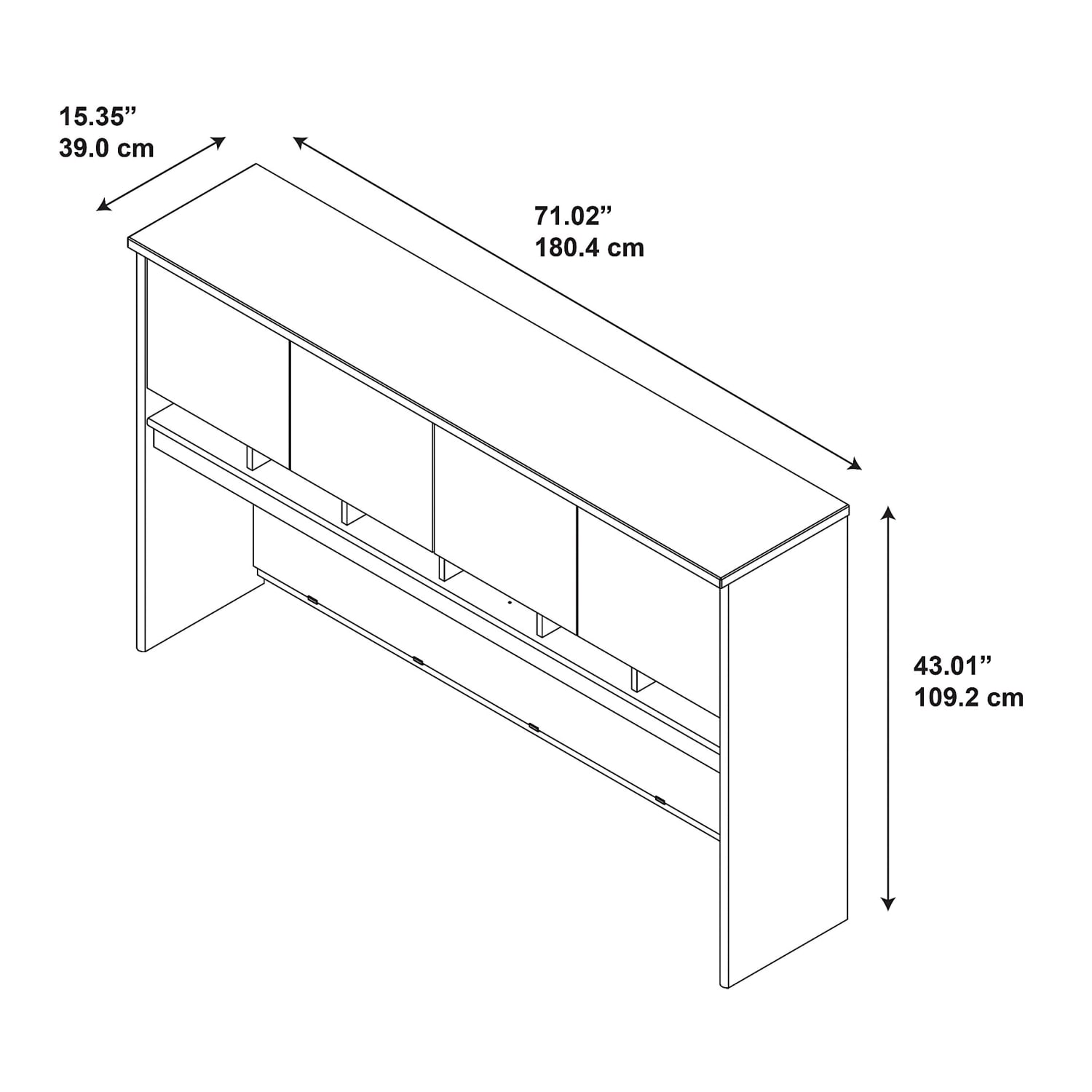 Bush Business Furniture Components 4 Door Hutch, 72inW, Hansen Cherry/Graphite Gray, Standard Delivery - Image 4