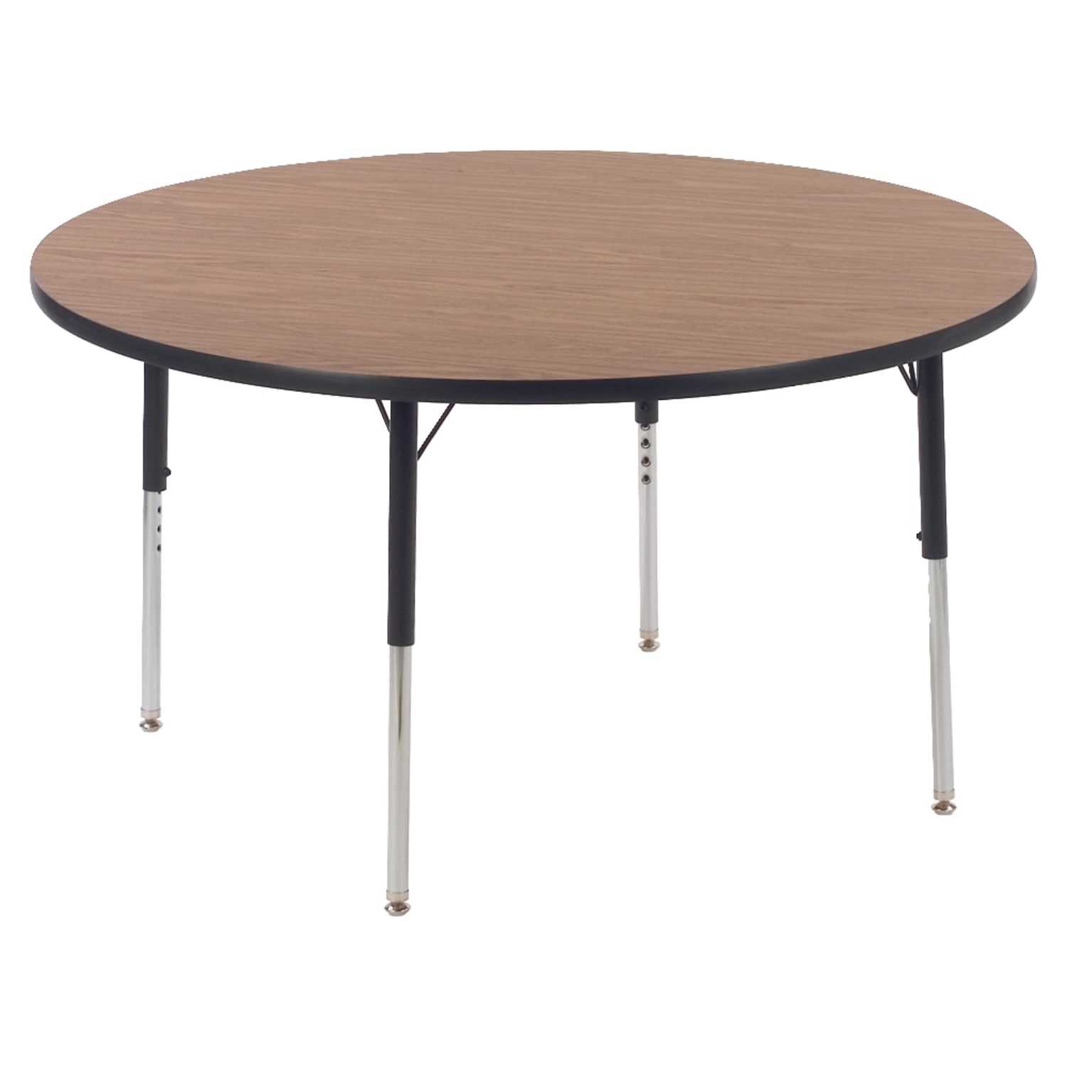 Lorell Classroom Round Activity Table Top, 48inW, Medium Oak/Black - Image 3
