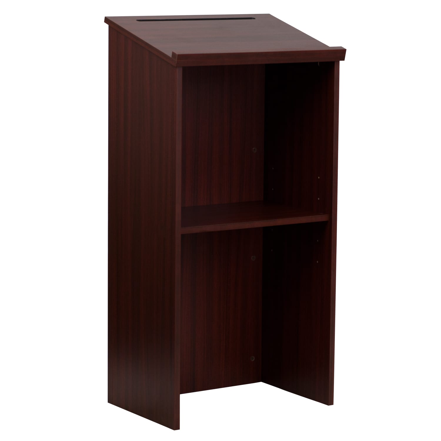 Flash Furniture Stand-Up Wood Lectern, 45-3/4inH x 23inW x 15inD, Mahogany - Image 3