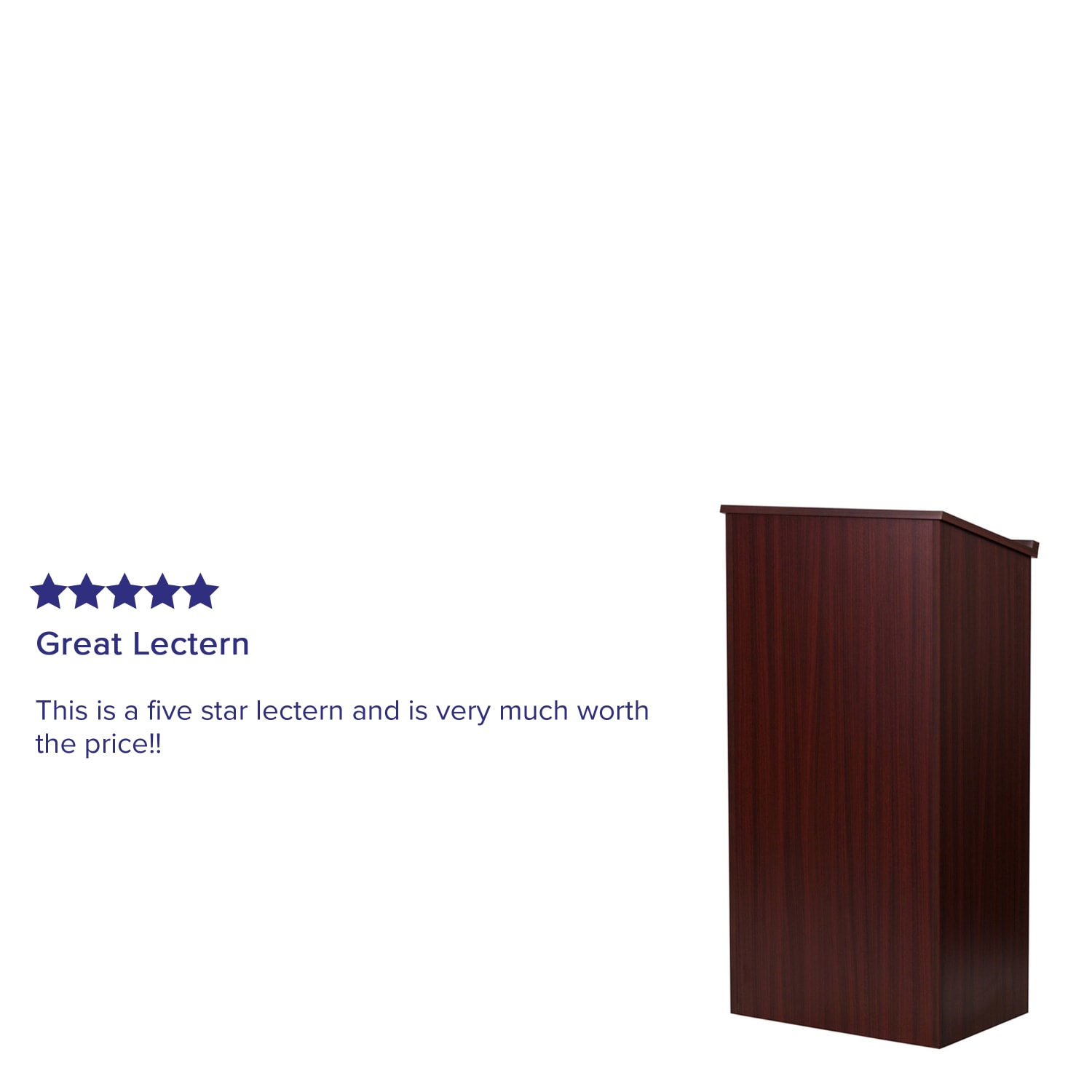 Flash Furniture Stand-Up Wood Lectern, 45-3/4inH x 23inW x 15inD, Mahogany - Image 5