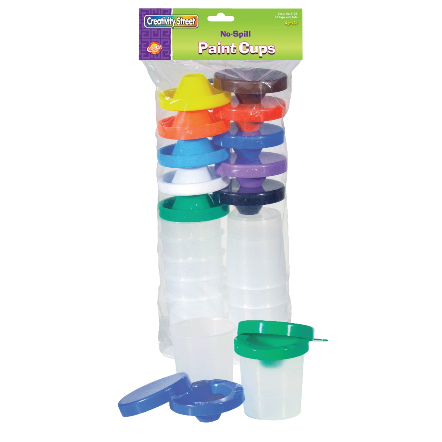 Chenille Kraft Creativity Street No-Spill Paint Cups, Assorted Colors, Pack Of 10