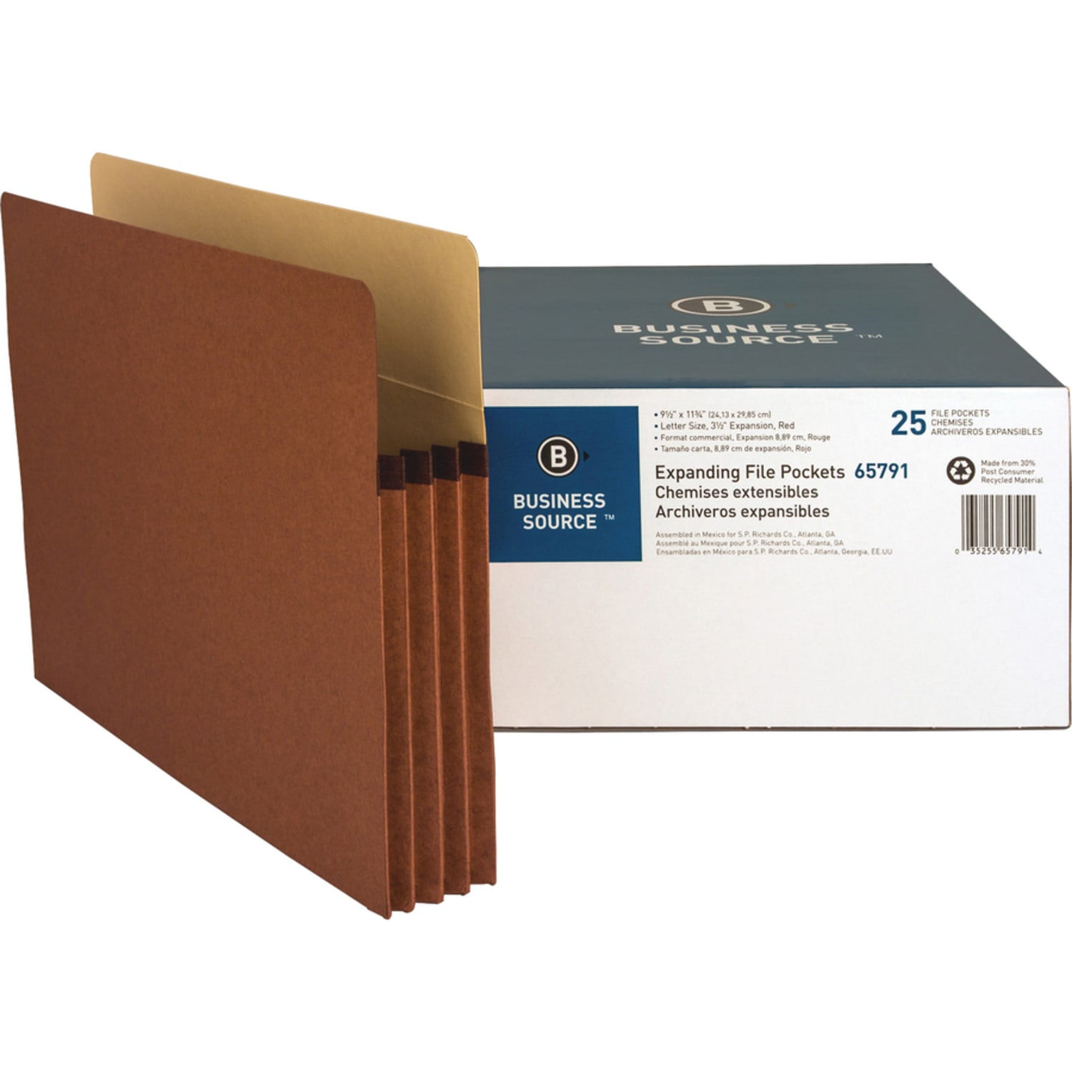 Business Source Expanding File Pockets, 3 1/2in Expansion, Letter Size, 8 1/2in x 11in, Redrope, Box Of 25 File Pockets - Image 6
