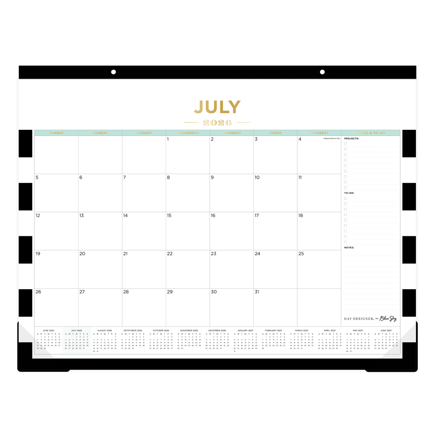 DESK PAD PLANNING CALENDAR DD RUGBY STRIPE BLACK - 22X17 AY26-27 MONTHLY - Image 3
