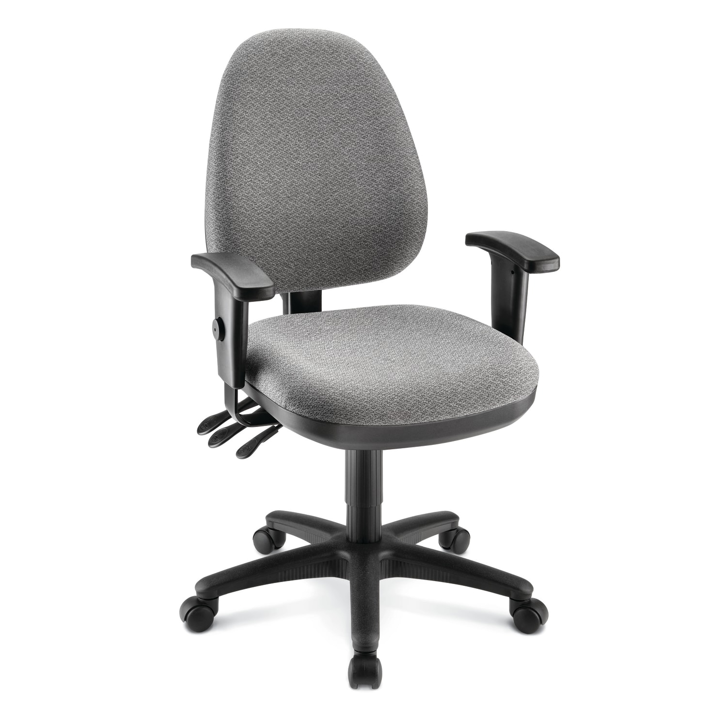 WorkPro Patriot Multifunction Ergonomic Fabric Task Chair, Gray/Black, BIFMA Compliant