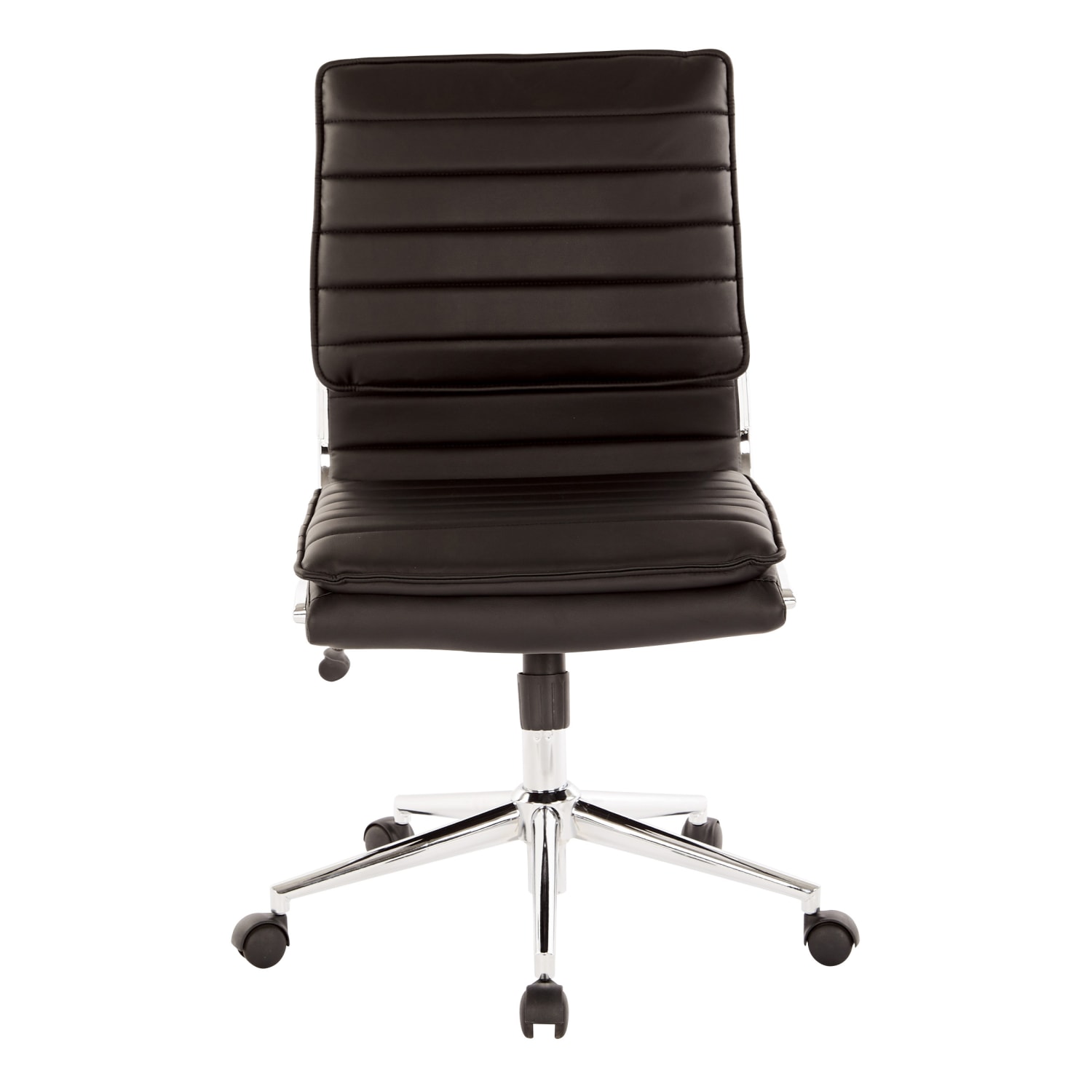 Office Star Pro-Line II SPX Armless Bonded Leather Mid-Back Chair, Black/Chrome - Image 3