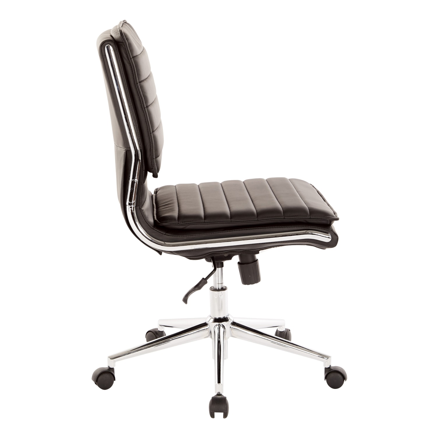 Office Star Pro-Line II SPX Armless Bonded Leather Mid-Back Chair, Black/Chrome - Image 4