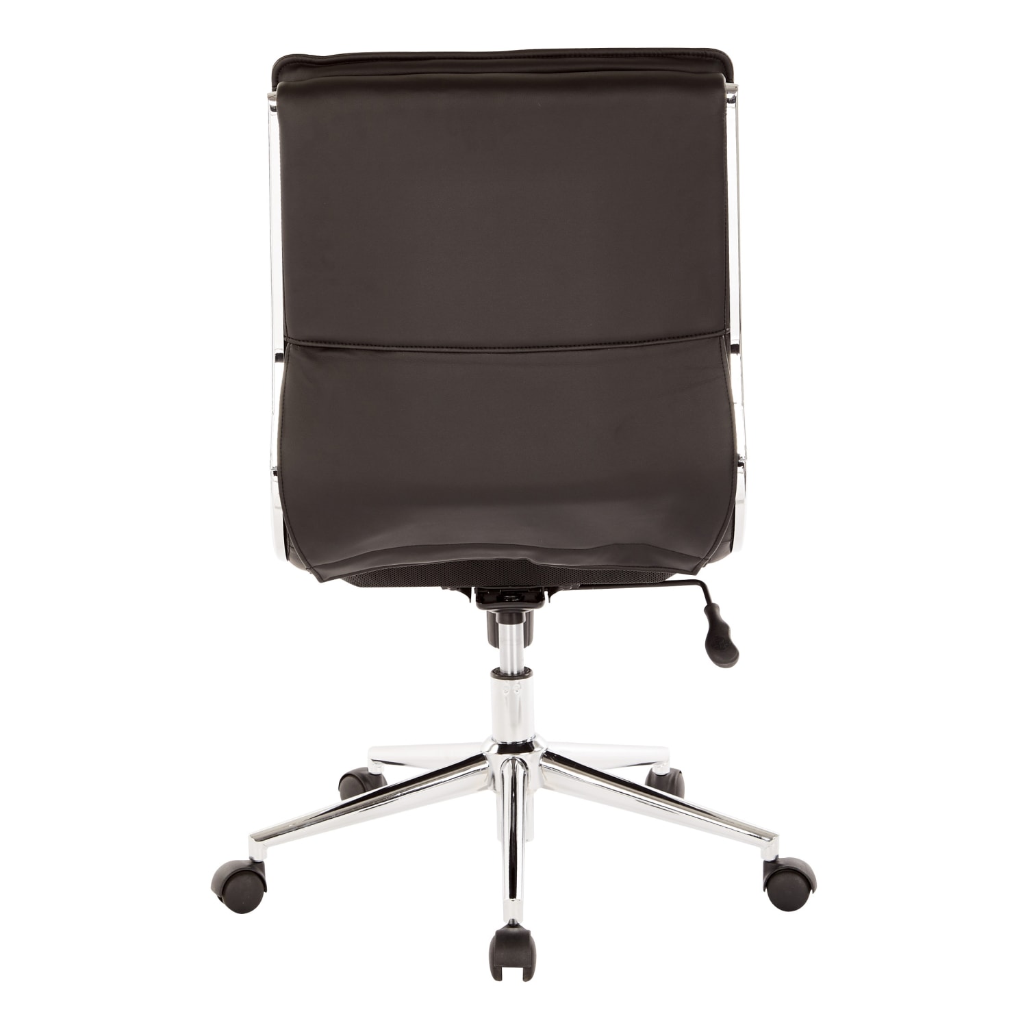 Office Star Pro-Line II SPX Armless Bonded Leather Mid-Back Chair, Black/Chrome - Image 5