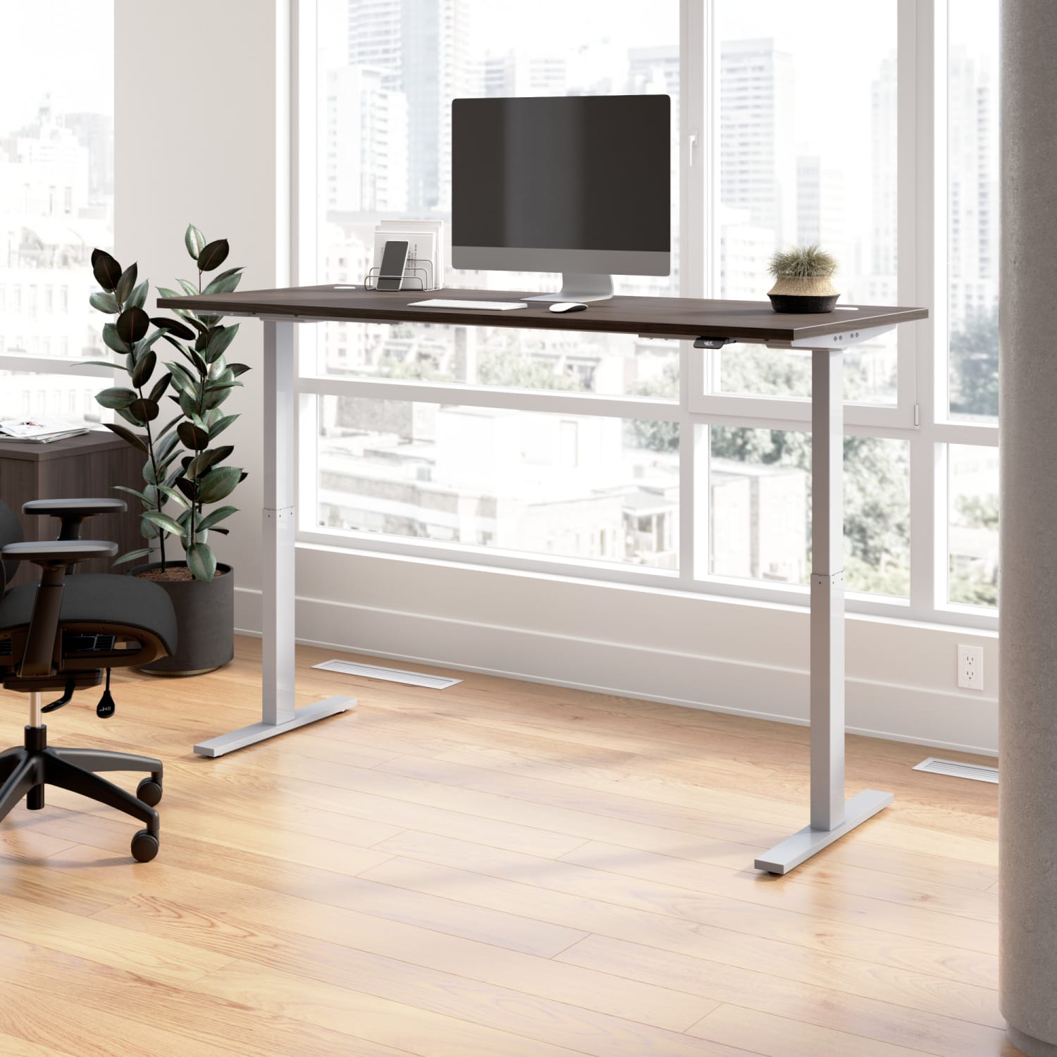 Bush Business Furniture Move 60 Series Electric 72inW x 30inD Height Adjustable Standing Desk, Storm Gray/Cool Gray Metallic, Standard Delivery - Image 3