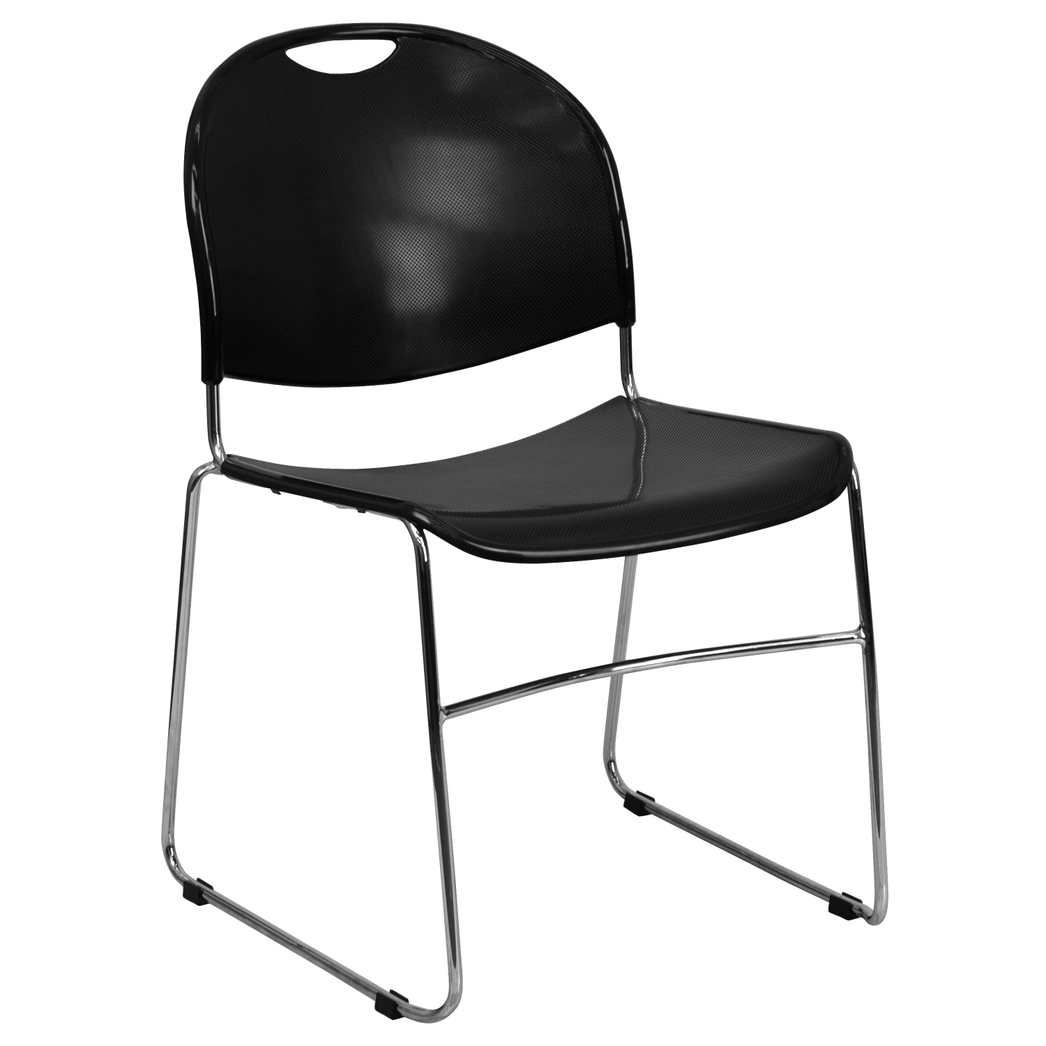 Flash Furniture HERCULES Plastic Ultra Compact Stack Chair BlackChrome PopularChairscom