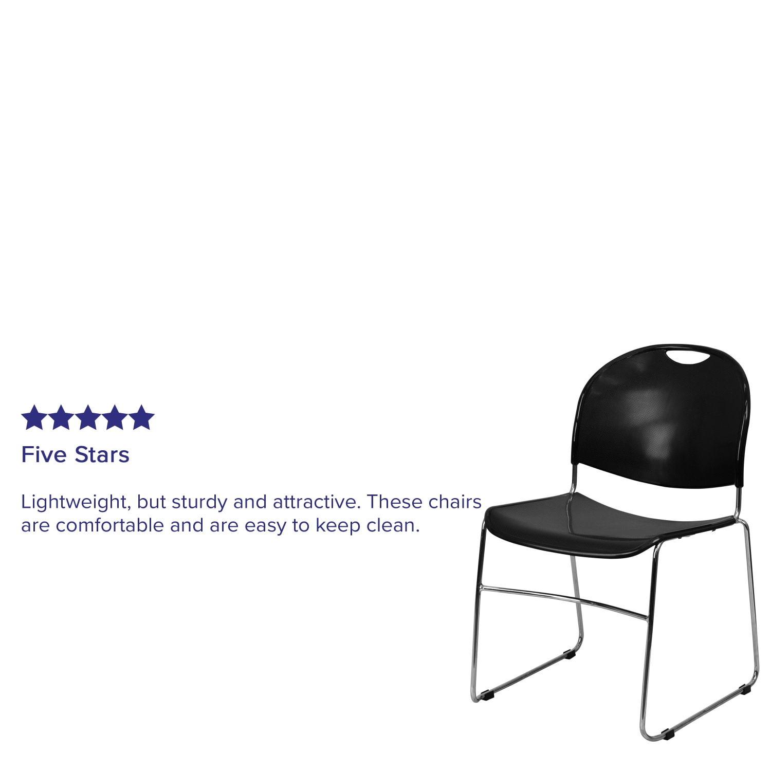 Flash Furniture HERCULES Plastic Ultra Compact Stack Chair BlackChrome PopularChairscom