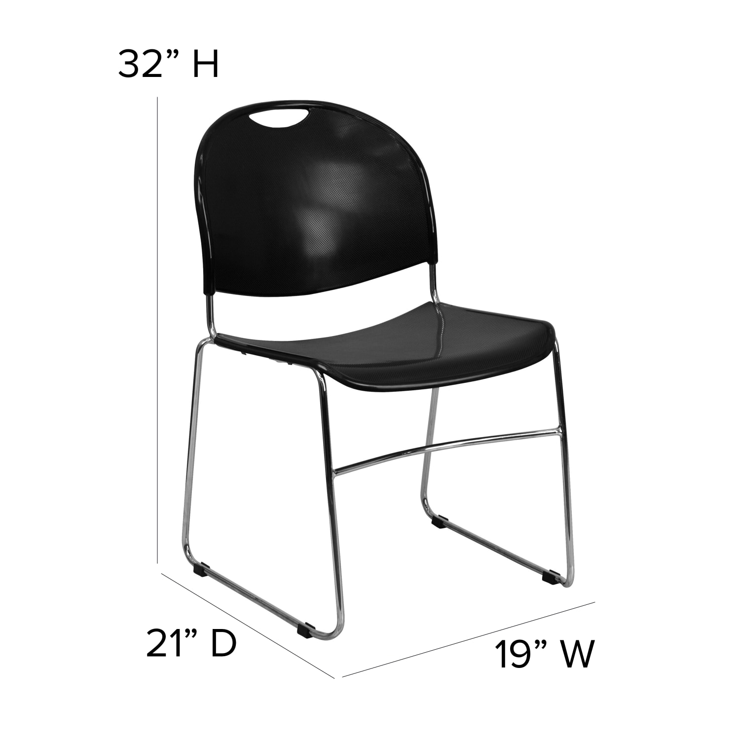Flash Furniture HERCULES Plastic Ultra-Compact Stack Chair, Black/Chrome - Image 6