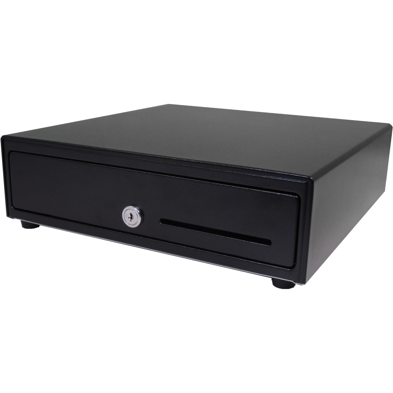 APG Cash Drawer Vasario 1313 Cash Drawer - 4 Bill - 4 Coin - 1 Media Slot - 4 Lock PositionPrinter Driven - Plastic - Black - 3.9in Height x 13.1in Width x 13.1in Depth - Image 4