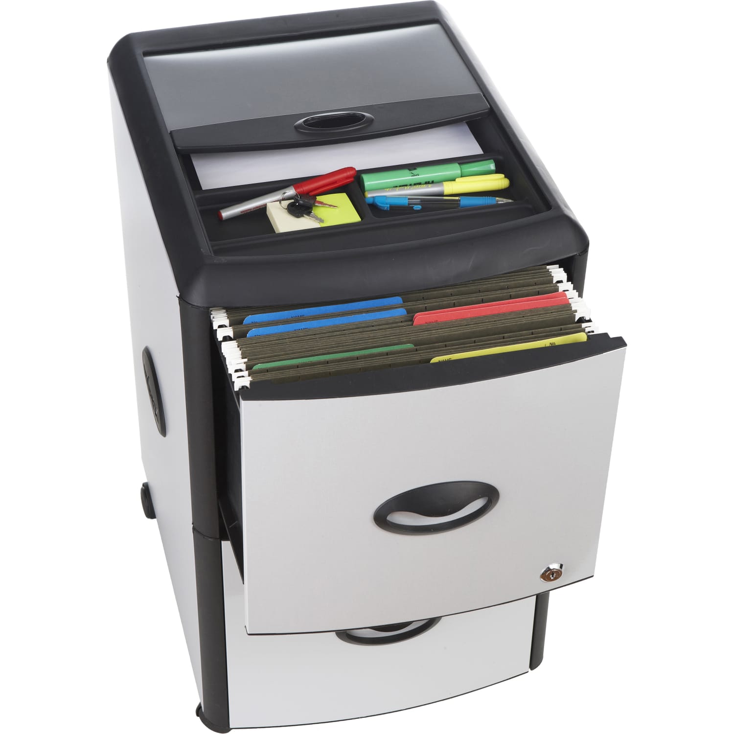 Storex 15inD Vertical File Cabinet With Casters, 100% Recycled, Gray/Black - Image 6