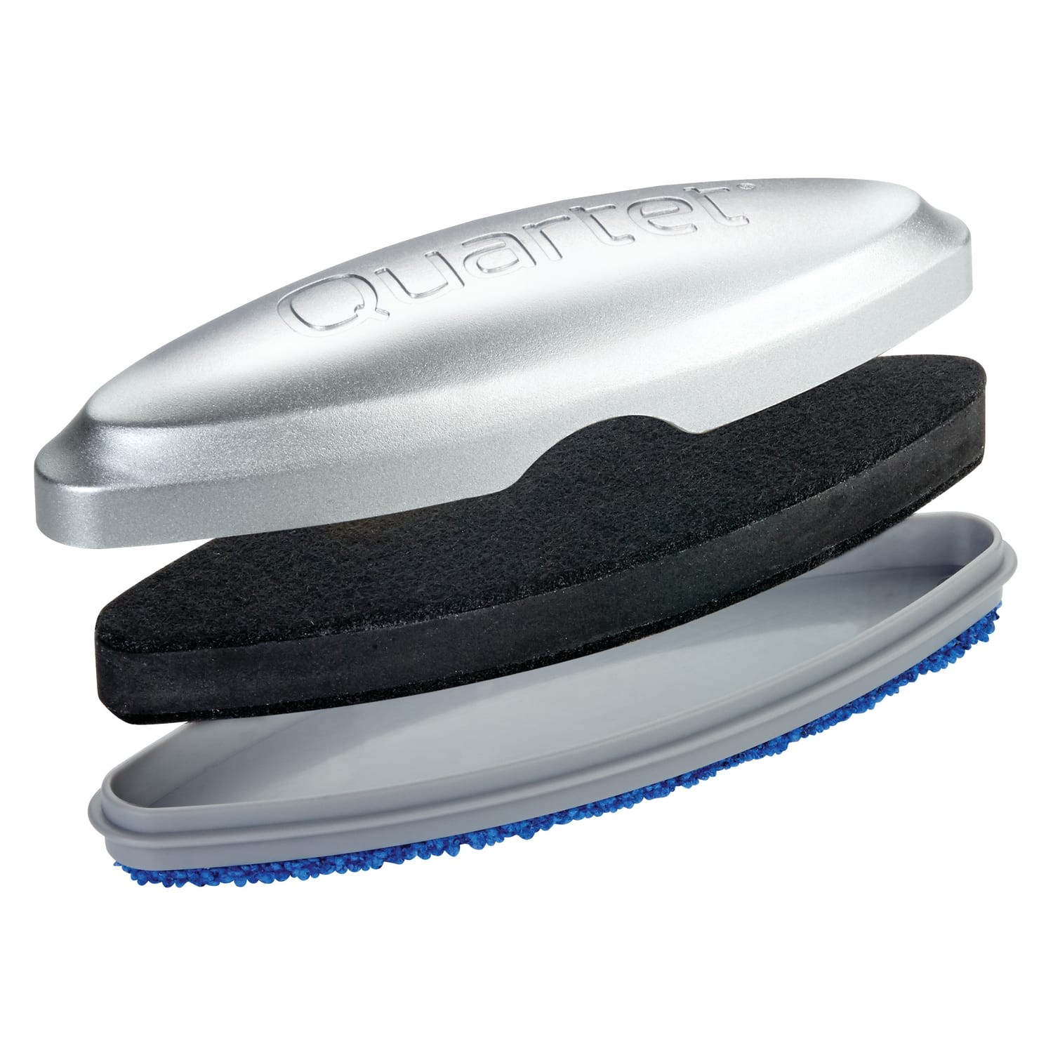 Quartet Premium Magnetic 3-In-1 Glass Board Eraser, 1 3/8inH x 2inW x 6 1/2inD, Silver - Image 3