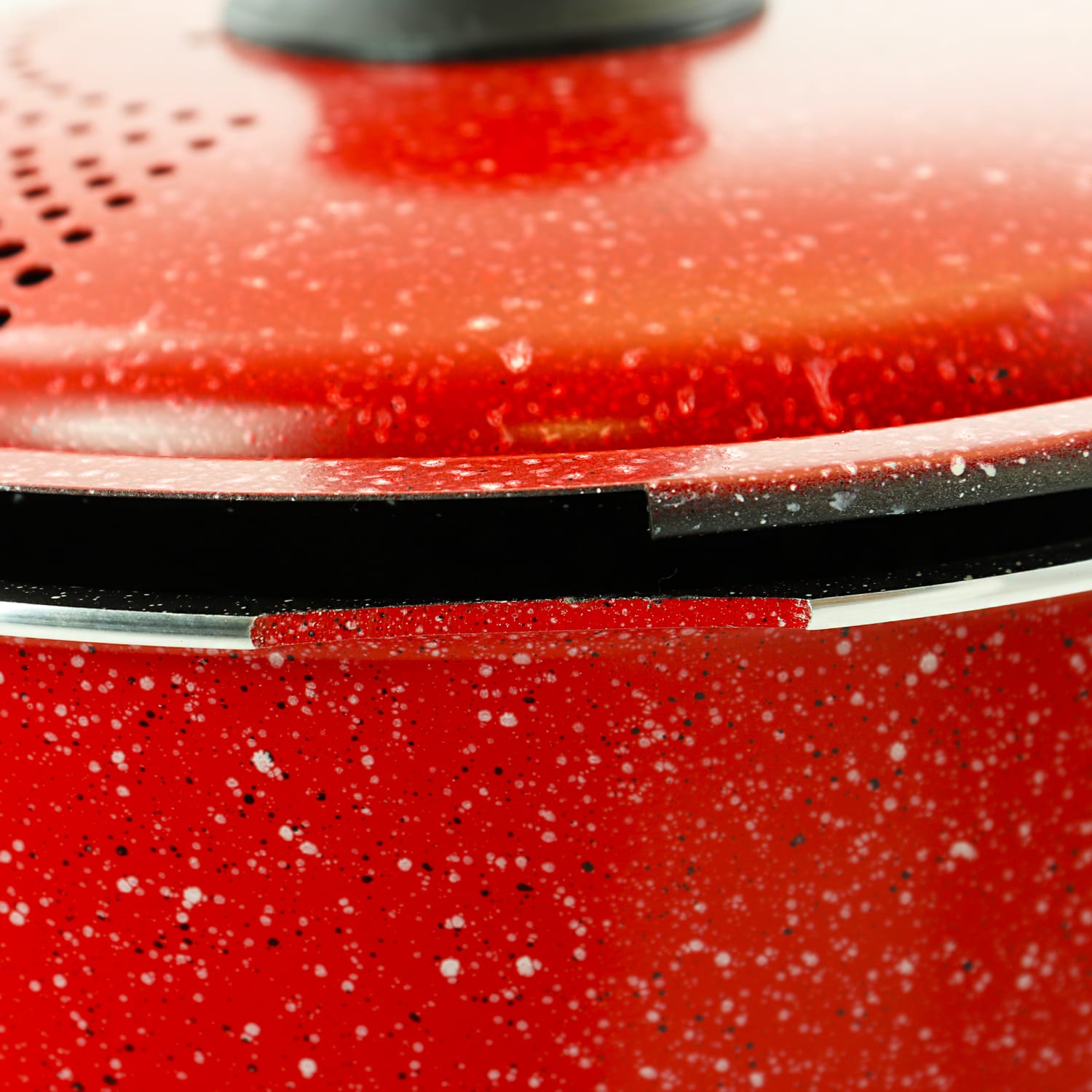 Gibson Granita 6 Qt Aluminum Pasta Pot With Strainer Lid, 6inH x 14-1/2inW x 9-1/2inD, Red Speckle - Image 3