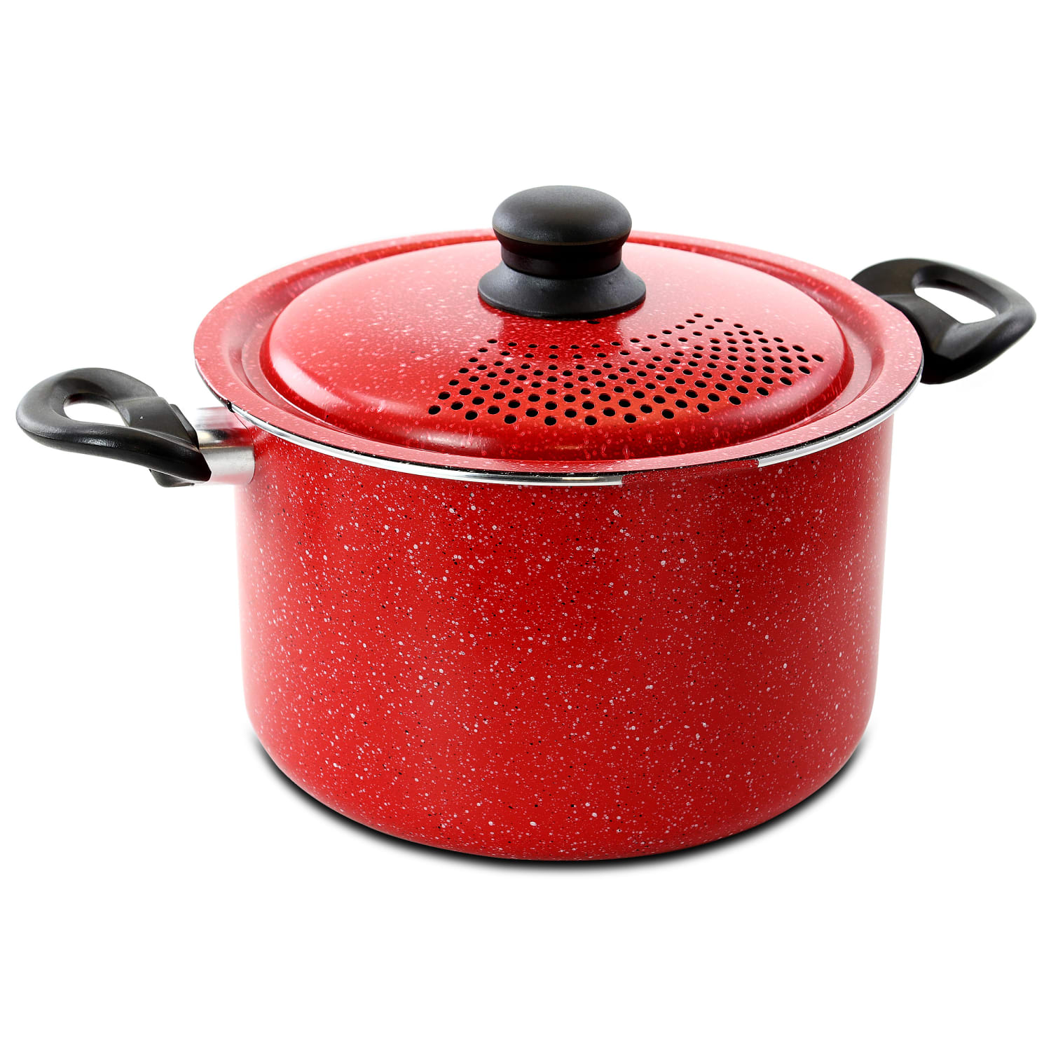 Gibson Granita 6 Qt Aluminum Pasta Pot With Strainer Lid, 6inH x 14-1/2inW x 9-1/2inD, Red Speckle - Image 5
