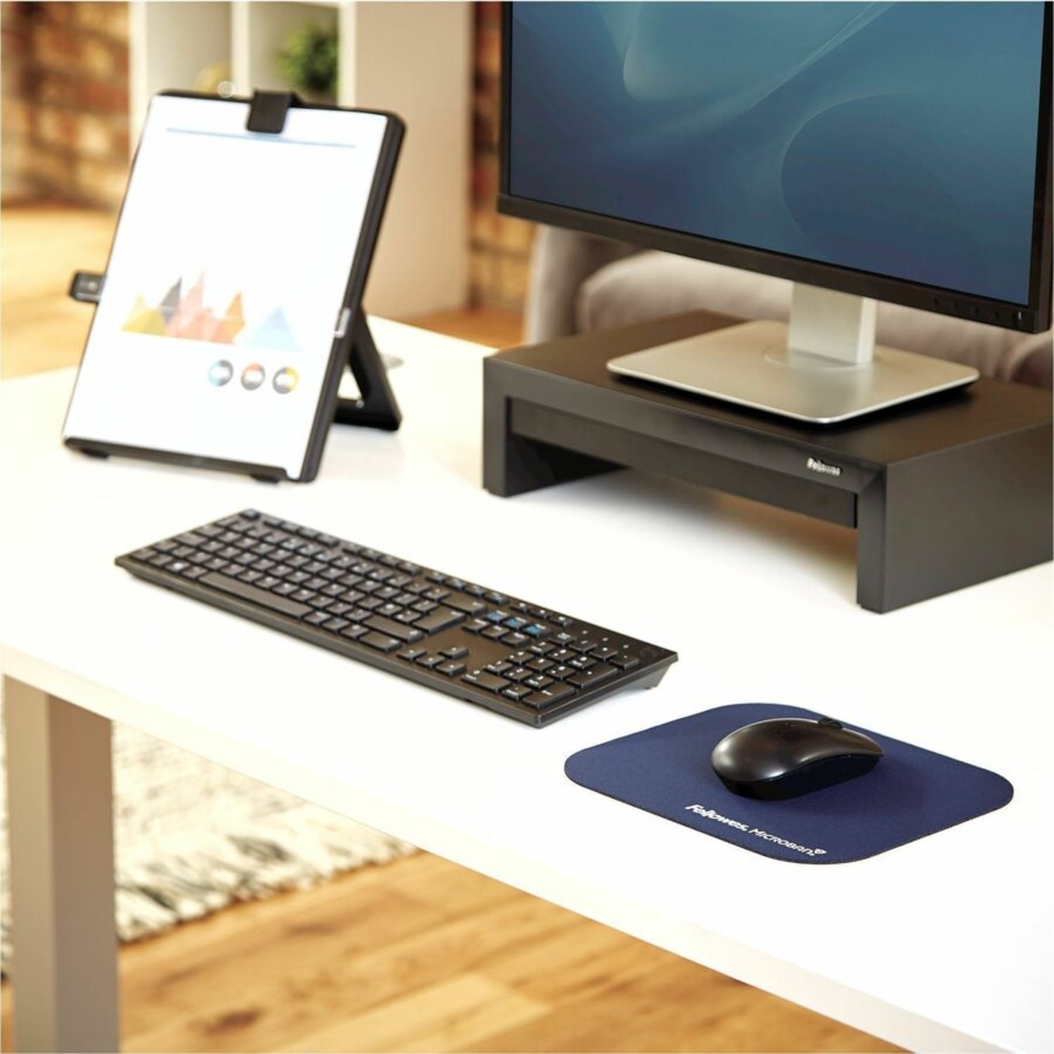 Fellowes Mouse Pad With Microban, 8in x 9in, Blue, 1 Each - Image 3