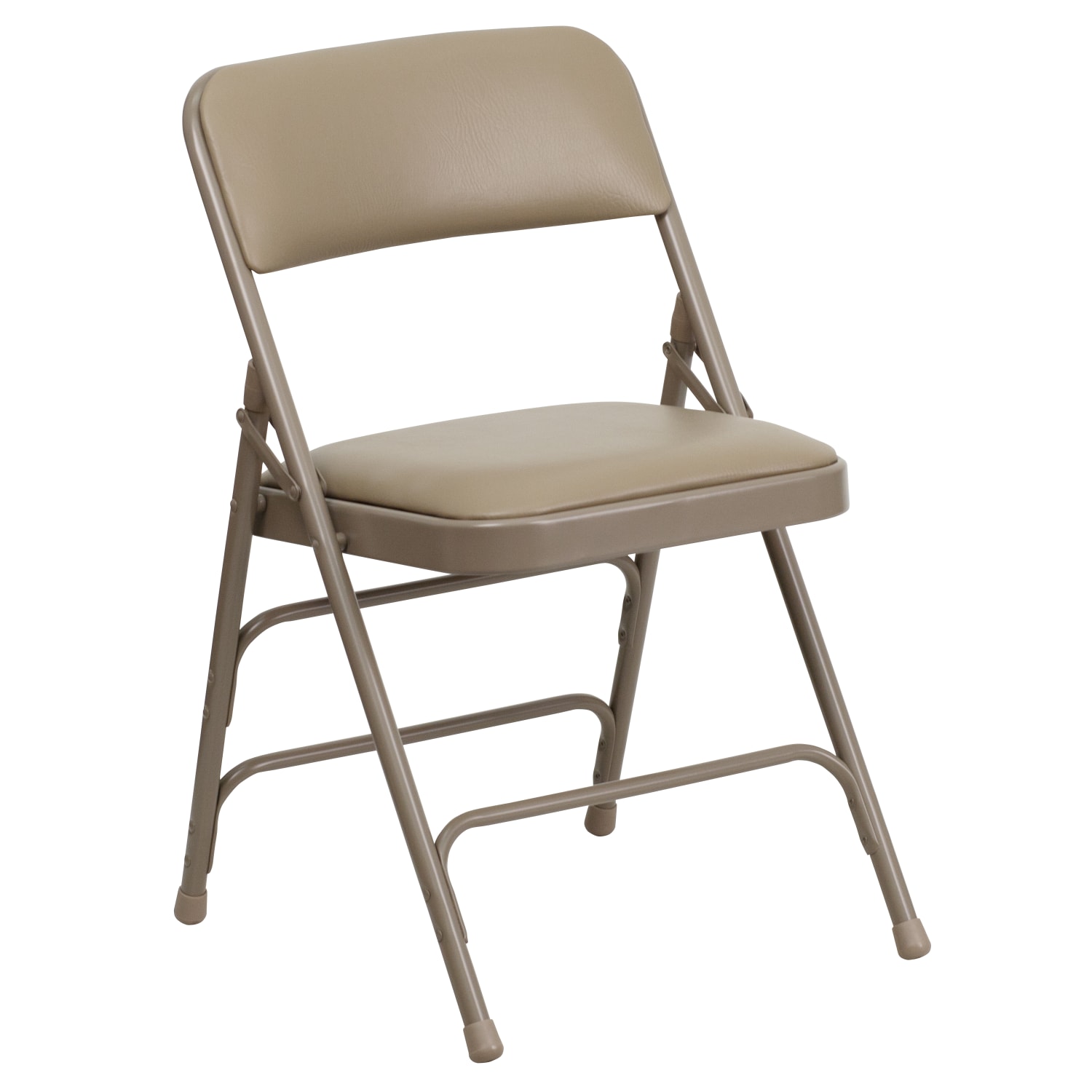 Flash Furniture HERCULES Curved Triple-Braced Metal Folding Chair, Vinyl Upholstered, Beige - Image 3