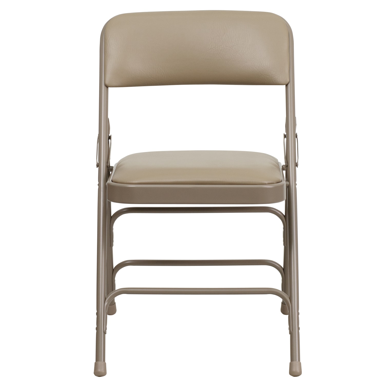 Flash Furniture HERCULES Curved Triple Braced Metal Folding Chair Vinyl Upholstered Beige PopularChairscom