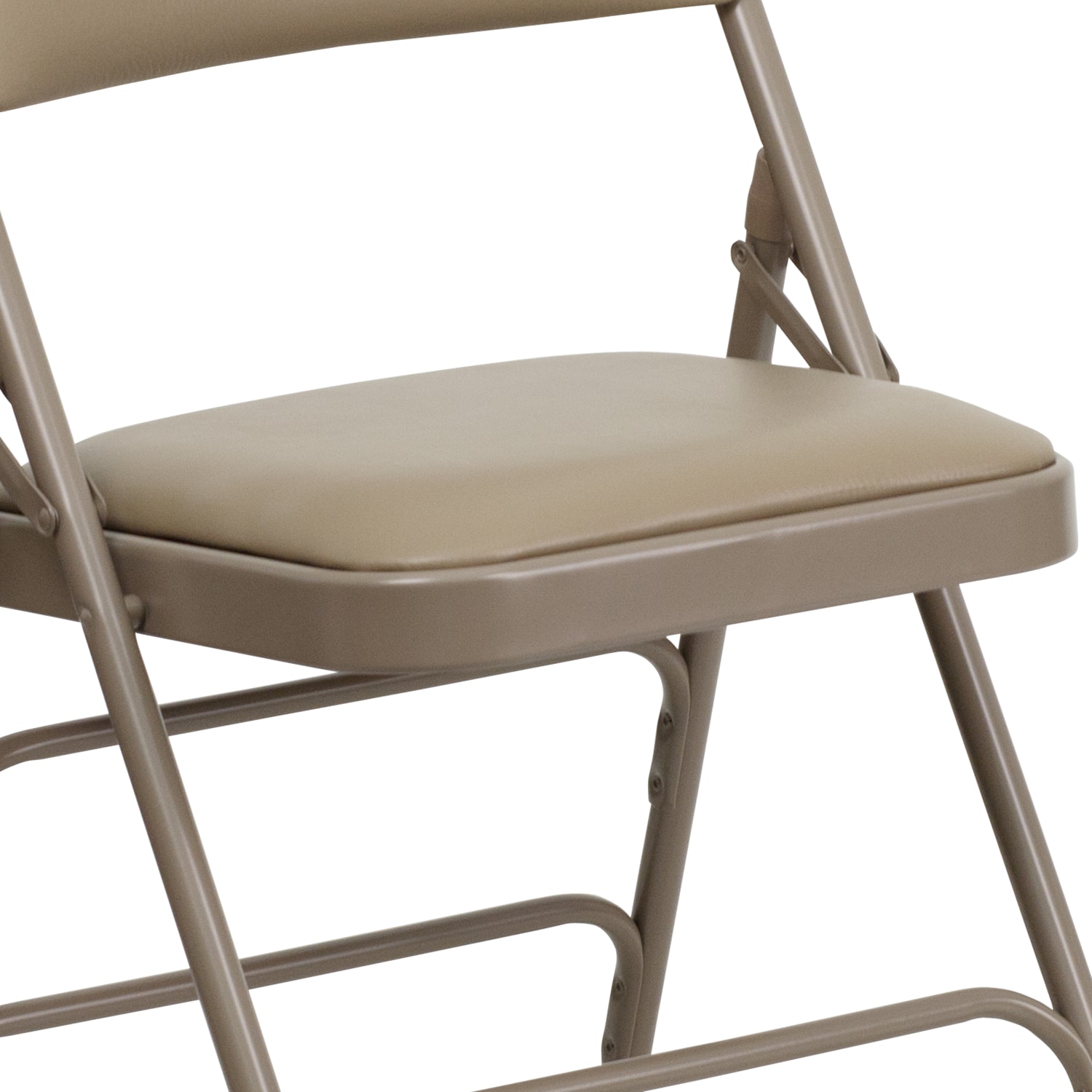Flash Furniture HERCULES Curved Triple Braced Metal Folding Chair Vinyl Upholstered Beige PopularChairscom