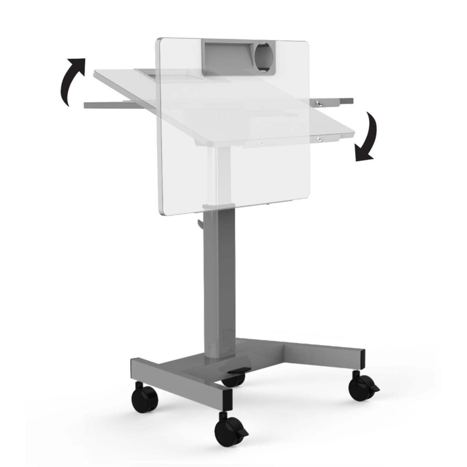 Luxor Pneumatic Adjustable-Height Flip-Top 28inW Student Desk/Nesting Desk, Gray - Image 3