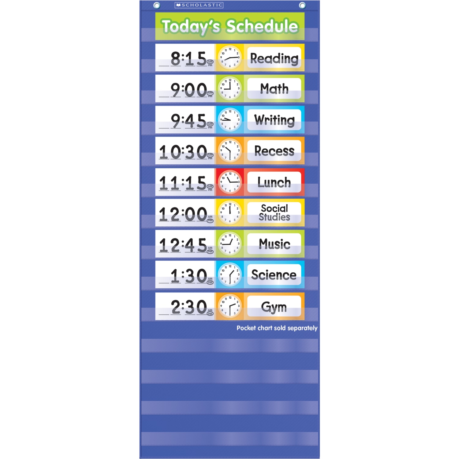 Scholastic Teacher Resources Pocket Chart, Schedule Cards Add-On, 10 3/4in x 2in, Multicolor, Kindergarten to Grade 5