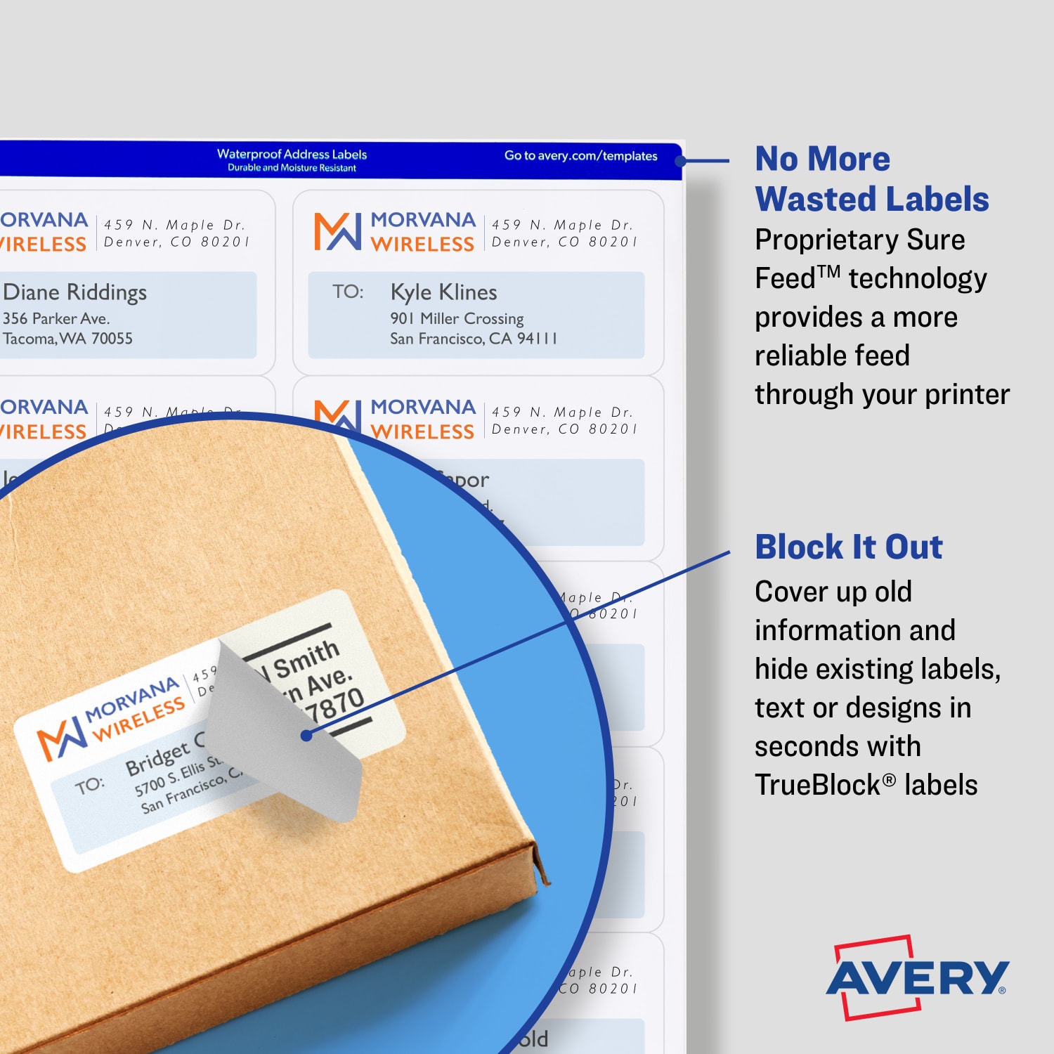 Avery TrueBlock Shipping Labels With Sure Feed Technology, 5168, Rectangle, 3-1/2in x 5in, White, Pack Of 400 - Image 3