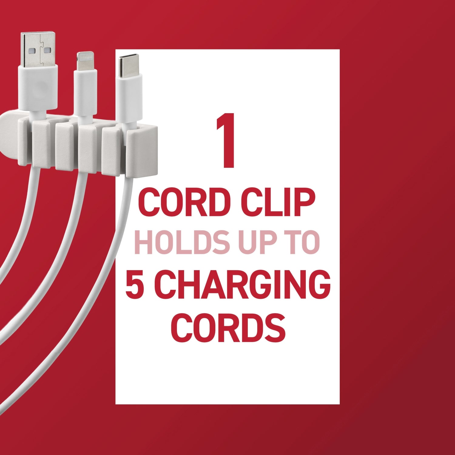 Command 5-Cord Clip Organizer, 2 White Clips, 4 Strips, 1 Clip Holds 5 Charging Cords, Great for Damage-Free Electronics Organization Under Desk - Image 4
