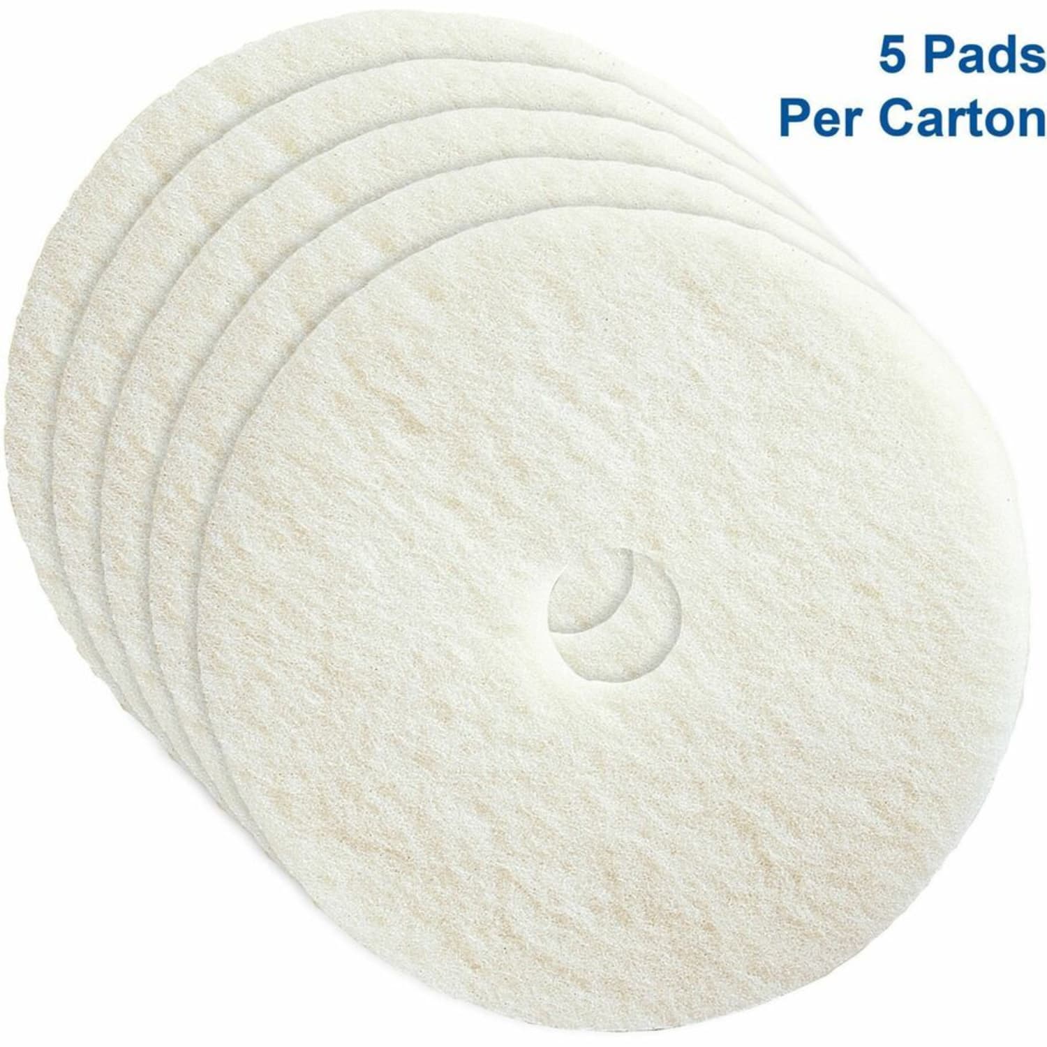 Genuine Joe Polishing Floor Pad - 20in Diameter - 5/Carton x 20in Diameter x 1in Thickness - Polishing, Floor - 175 rpm to 350 rpm Speed Supported - Resilient, Flexible, Dirt Remover, Soft, Non-abrasive, Long Lasting - Fiber, Resin - White - Image 4