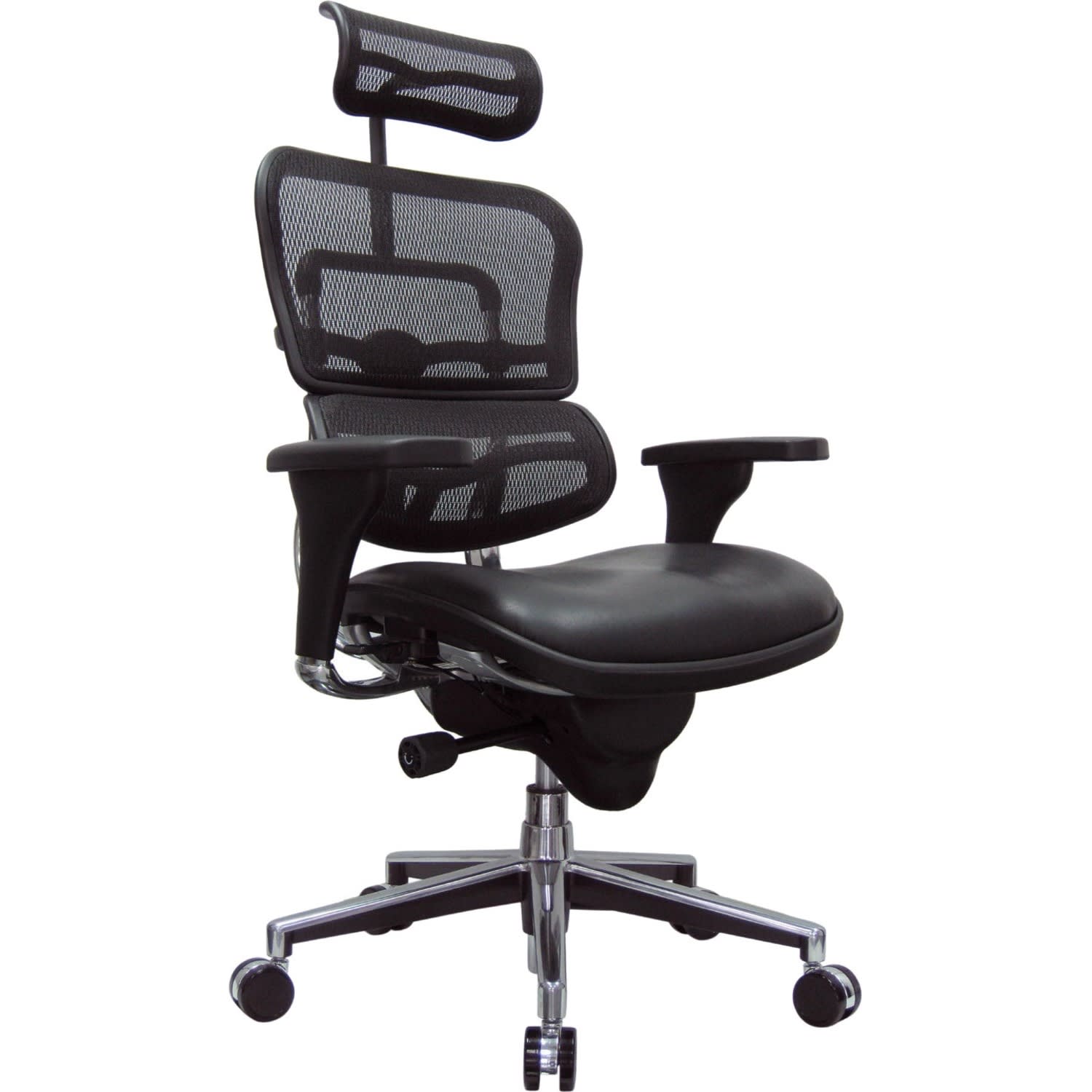 Raynor Eurotech Ergohuman Ergonomic Bonded LeatherMesh High Back Chair BlackChrome PopularChairscom