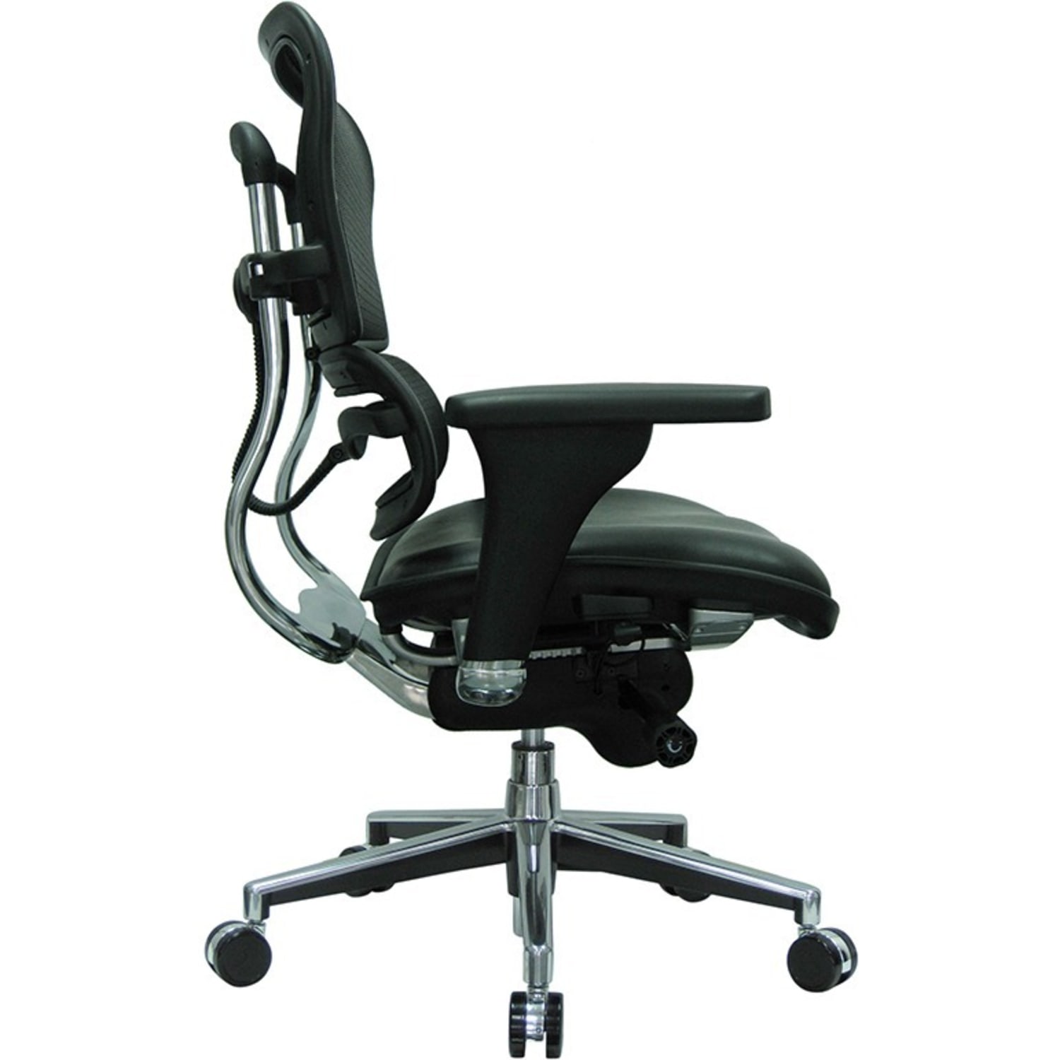 Eurotech Ergohuman Ergonomic Bonded LeatherMesh MidBack Chair BlackChrome PopularChairscom Eurotech Ergohuman Ergonomic Bonded LeatherMesh Mid Back Chair BlackChrome PopularChairscom