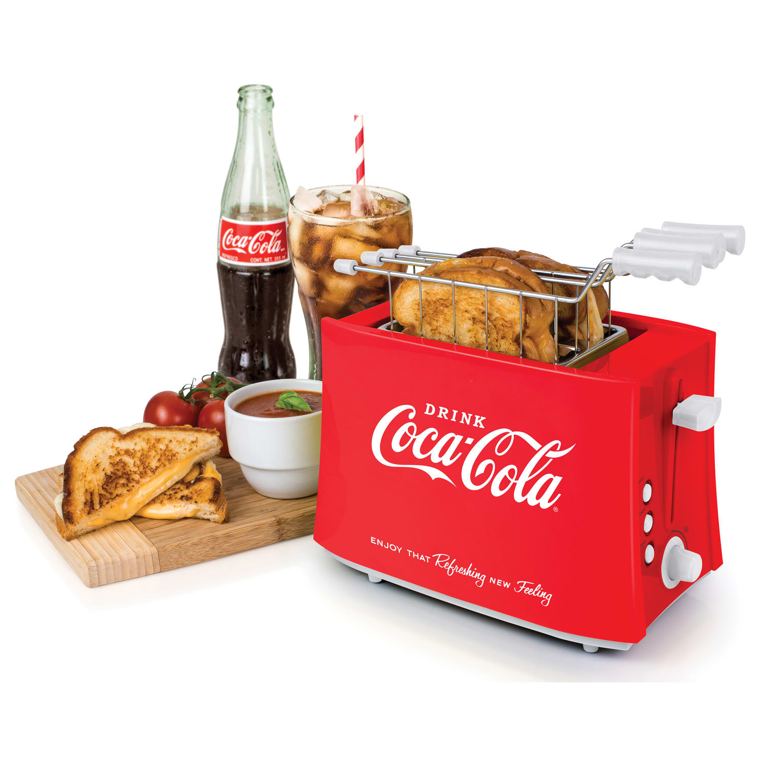Nostalgia Electrics Coca-Cola Grilled Cheese Toaster With Easy-Clean Toaster Baskets, Red - Image 3