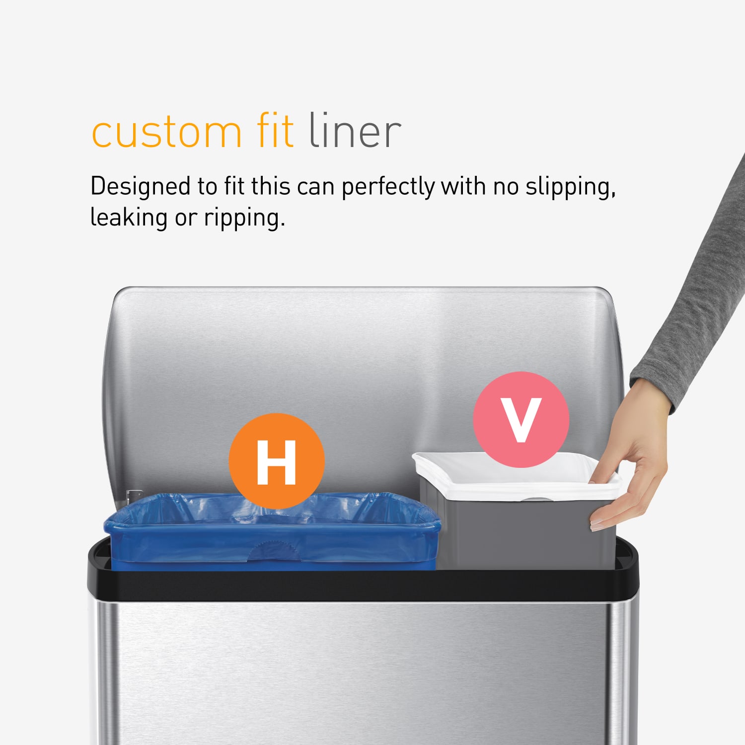 simplehuman Custom-Fit 0.03-mil Can Liners, 4.2 - 4.8 Gallons, Blue, Pack Of 240 - Image 5
