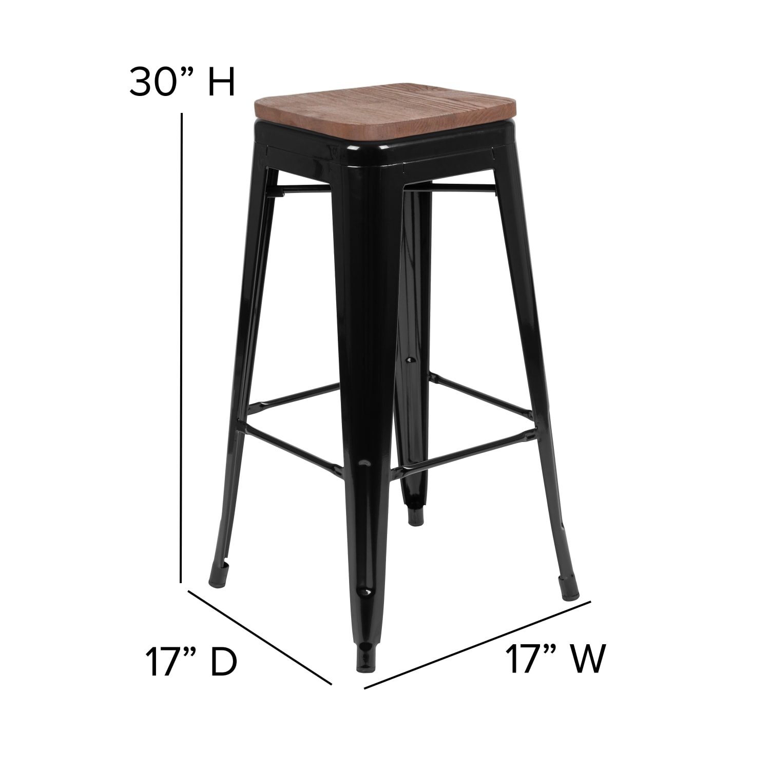 Flash Furniture 30in High Metal Indoor Bar Stool with Wood Seat Stackable Set of 4 Black PopularChairscom Flash Furniture 30in High Metal Indoor Bar Stool with Wood Seat Stackable Set of 4 Black PopularChairscom