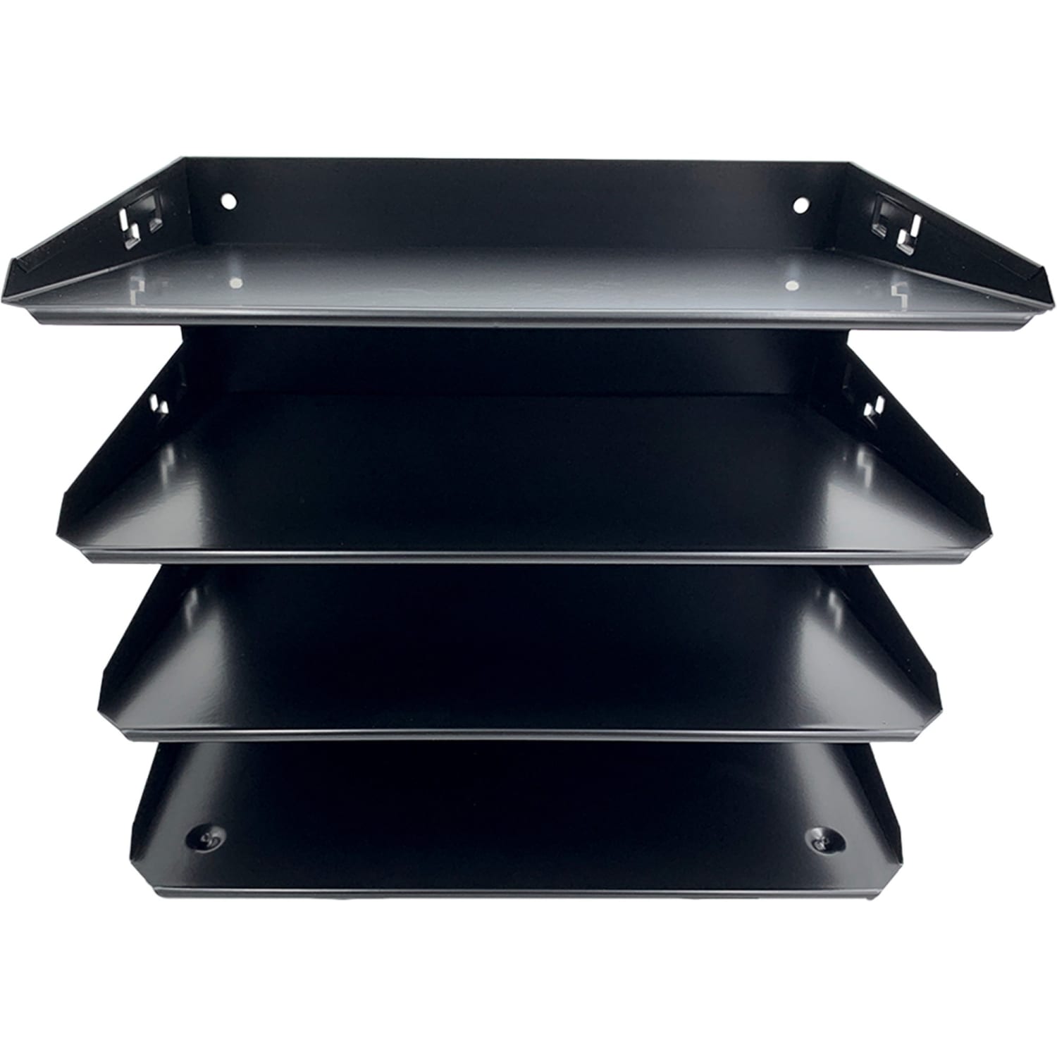 Huron Horizontal Slots Desk Organizer - 4 Compartment(s) - Horizontal - 9in Height x 12in Width x 8.66in Depth - Durable - Black - Steel - 1 Each - Image 3