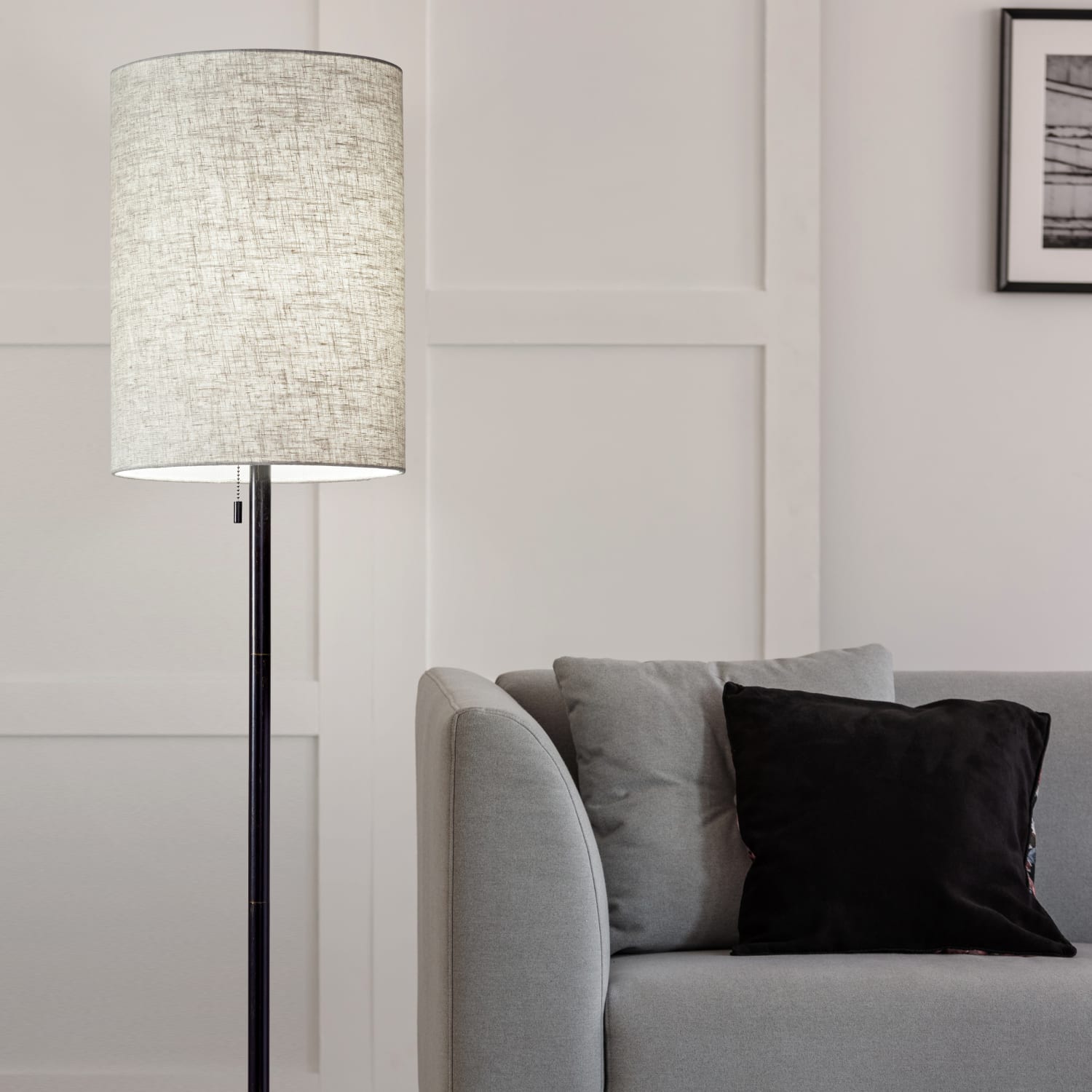 Adesso Liam Floor Lamp, 60-1/2inH, Natural Shade/Dark Bronze - Image 4