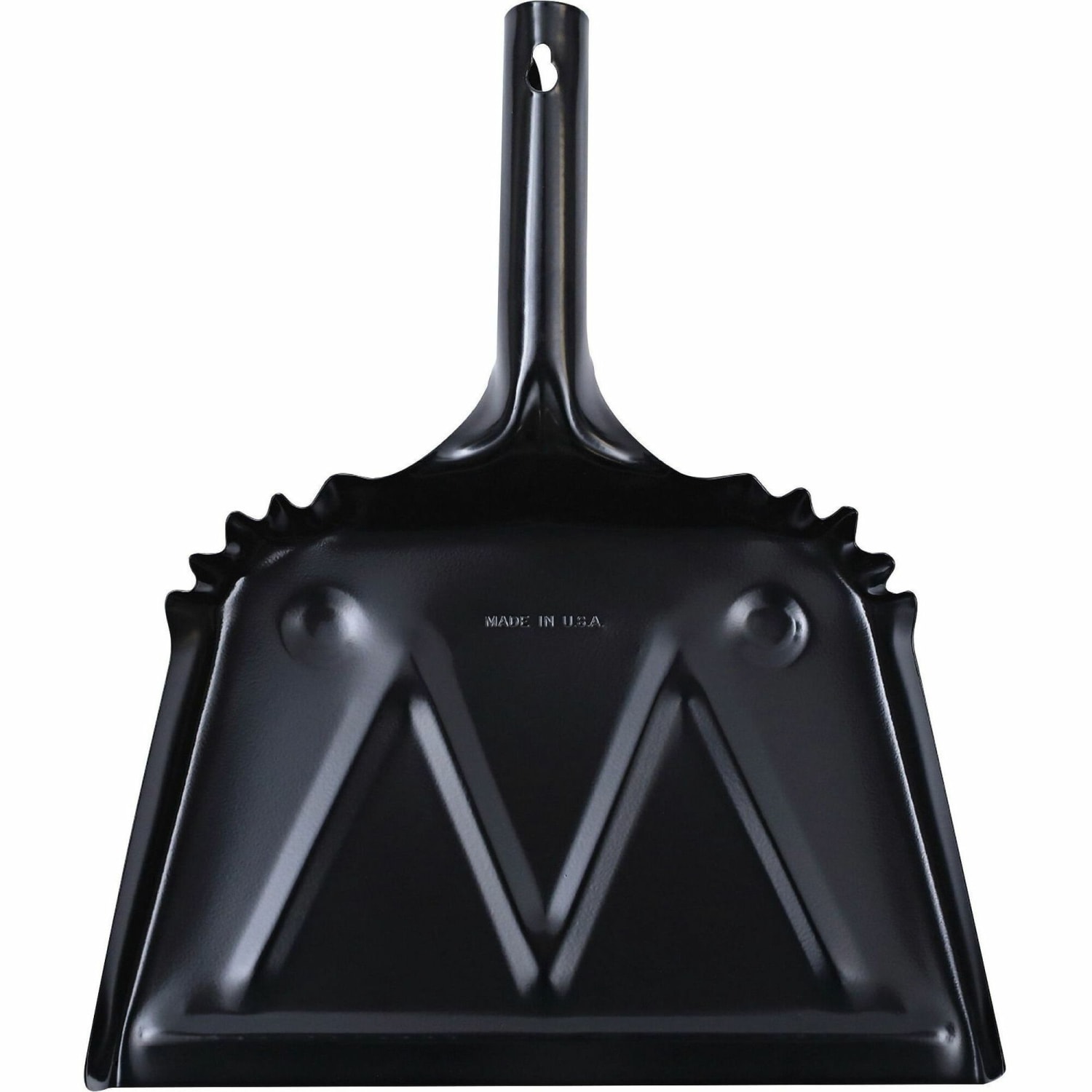 Genuine Joe Heavy-Duty Metal Dustpan - 12in Wide - Steel - Black - 1 Each