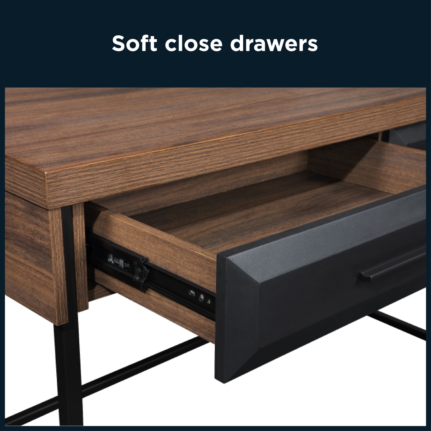 Thomasville Alderbrook 48inW Writing Desk, Walnut/Matte Black - Image 6