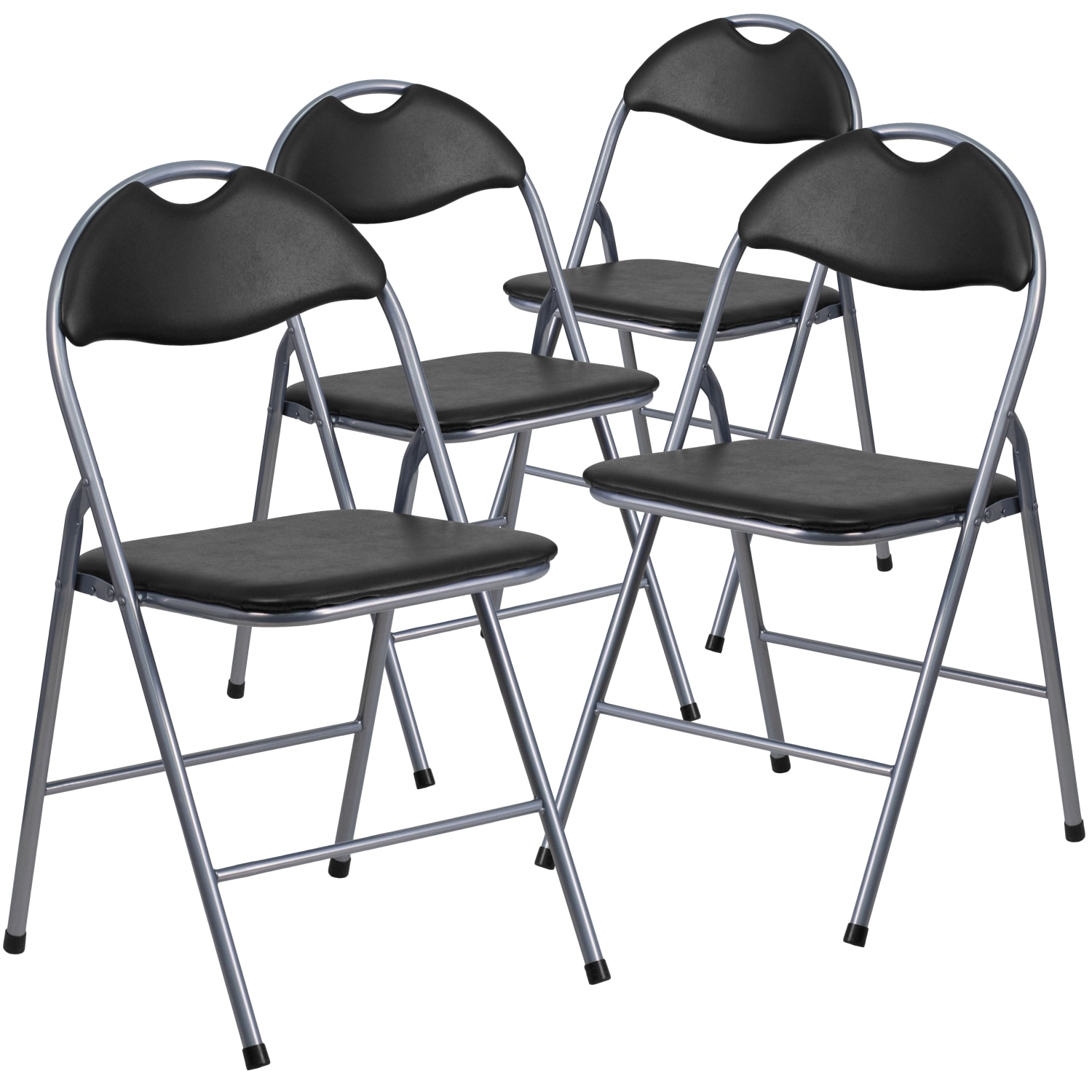 Flash Furniture Hercules Vinyl Metal Folding Chairs, Set Of 4 Folding Chairs, Black - Image 4