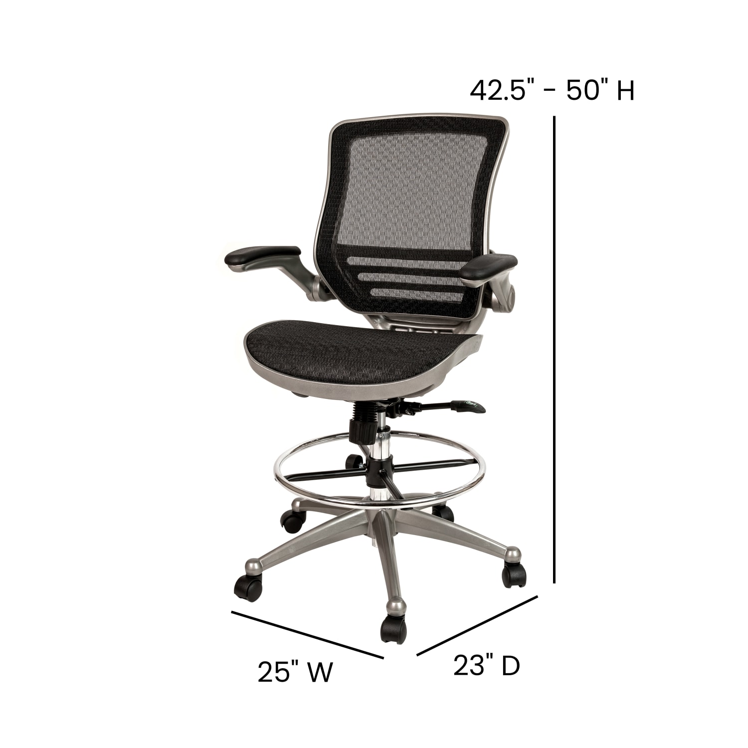 Flash Furniture MidBack Transparent Mesh Drafting Chair with FlipUp Arms BlackGraphite Silver PopularChairscom Flash Furniture Mid Back Transparent Mesh Drafting Chair with Flip Up Arms BlackGraphite Silver PopularChairscom