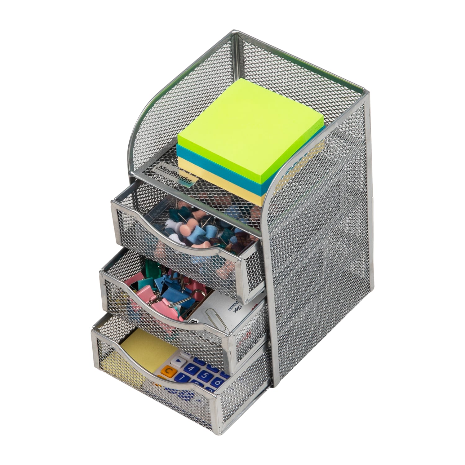 Mind Reader Mini Desk Office Supplies Organizer, 8inH x 5inW x 4-3/4inD, Silver - Image 5