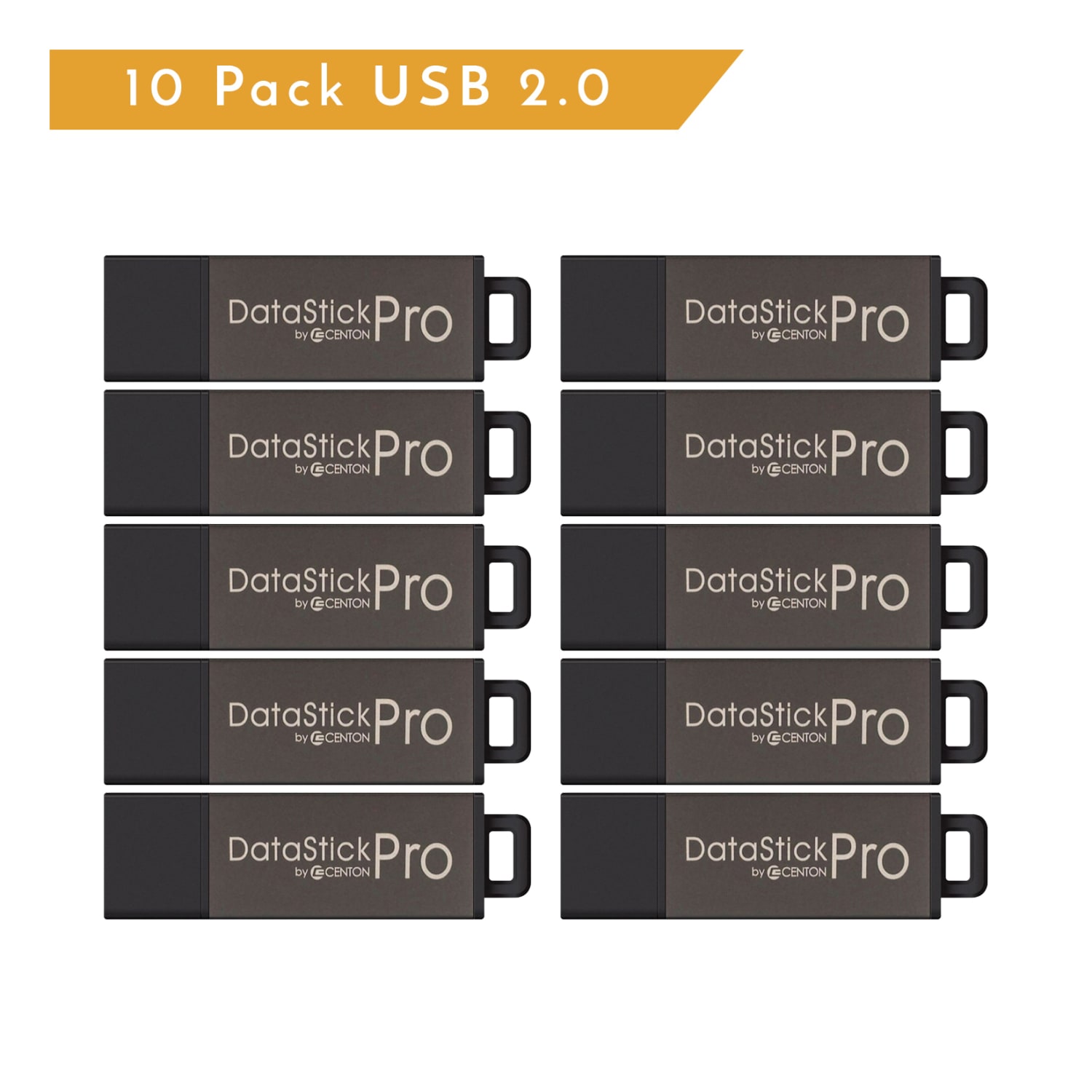 Centon DataStick Pro USB 2.0 Flash Drives, 32GB, Gray, Pack Of 10 Flash Drives - Image 5