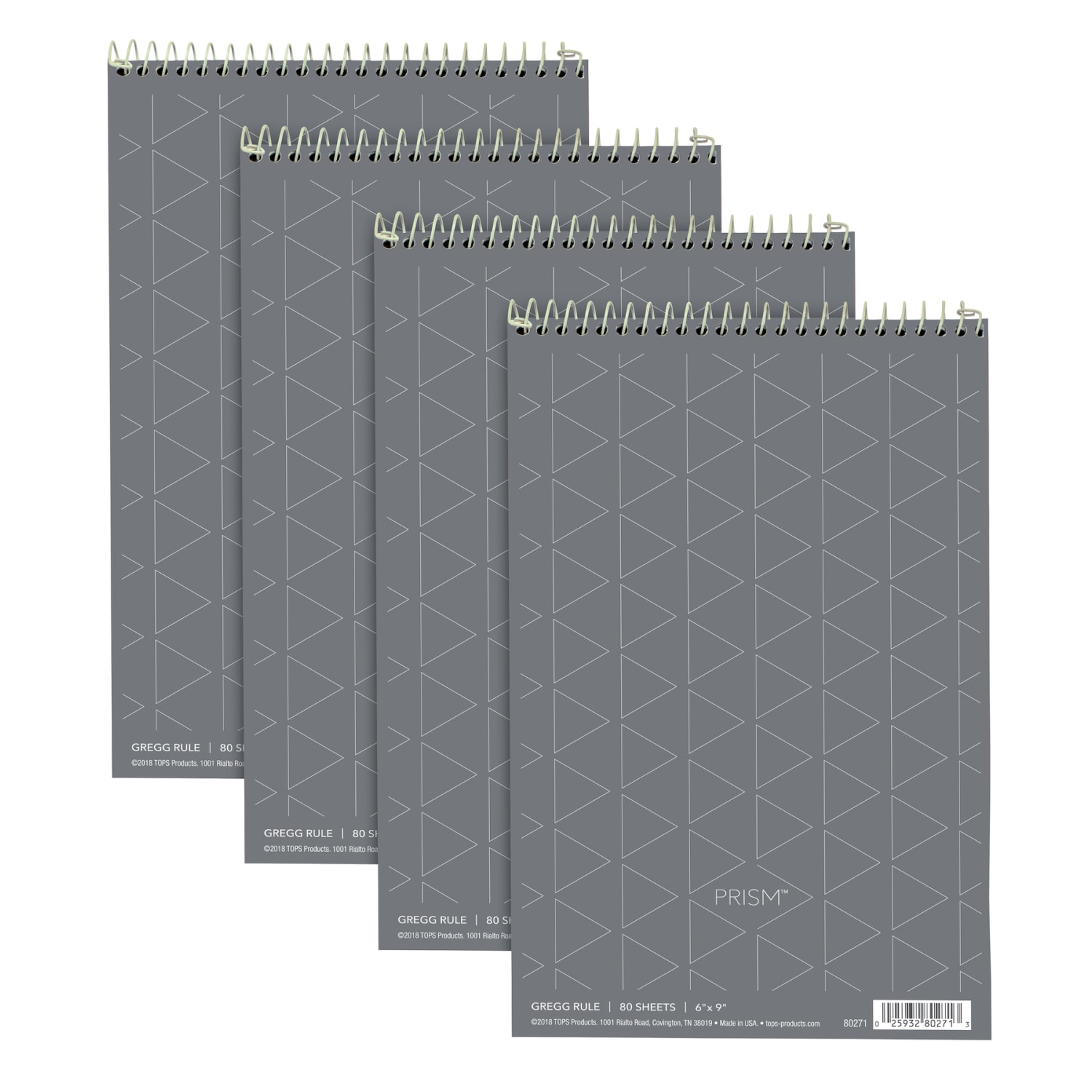 TOPS Prism+ Color Steno Notebooks, 6in x 9in, Gregg Ruled, 30% Recycled, 80 Sheets, Gray, Pack Of 4 - Image 3
