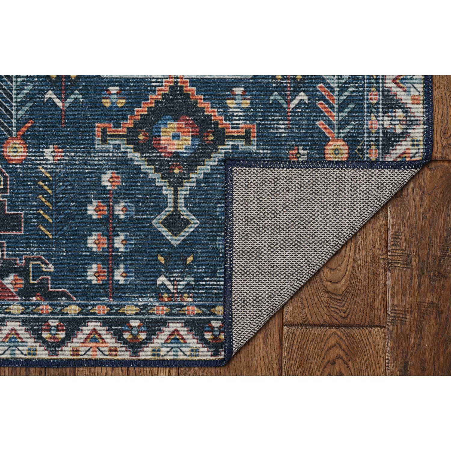 Linon Washable Area Rug, 5ft x 7ft, Lucien Navy/Ivory - Image 5