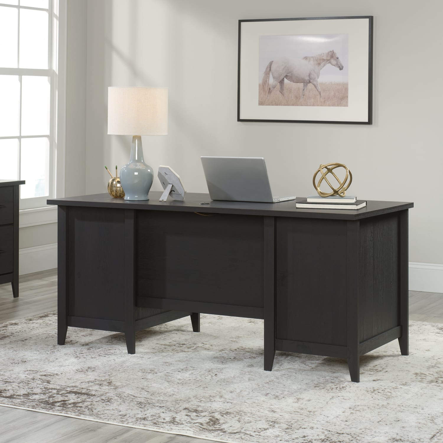Sauder Summit Station 66inW Executive Computer Desk, Raven Oak - Image 4