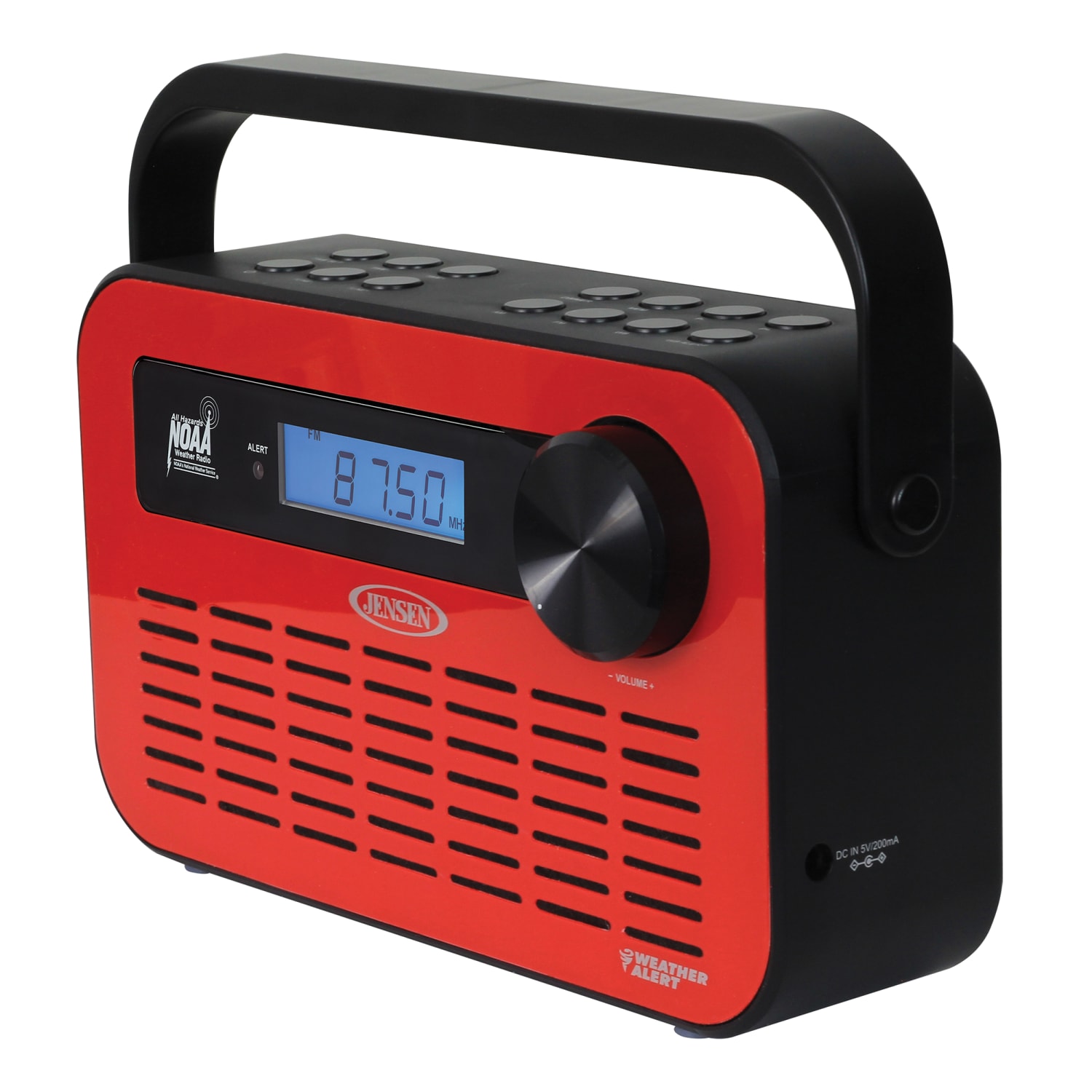 Jensen Portable Digital AM/FM Weather Radio With Weather Alert And 2-Way Charging, 5.1inH x 9inW x 2.3inD, Red - Image 5