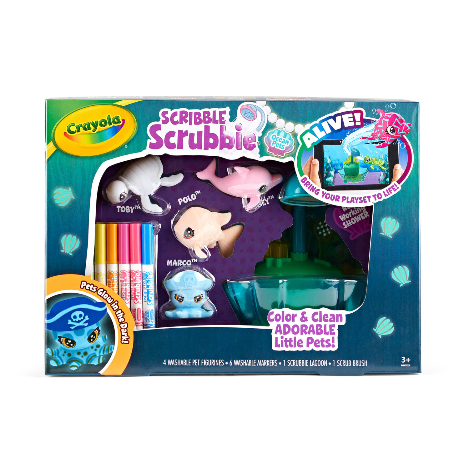 Crayola Scribble Scrubbie Ocean Pets Glow Lagoon, Set Of 12 Pieces - Image 4